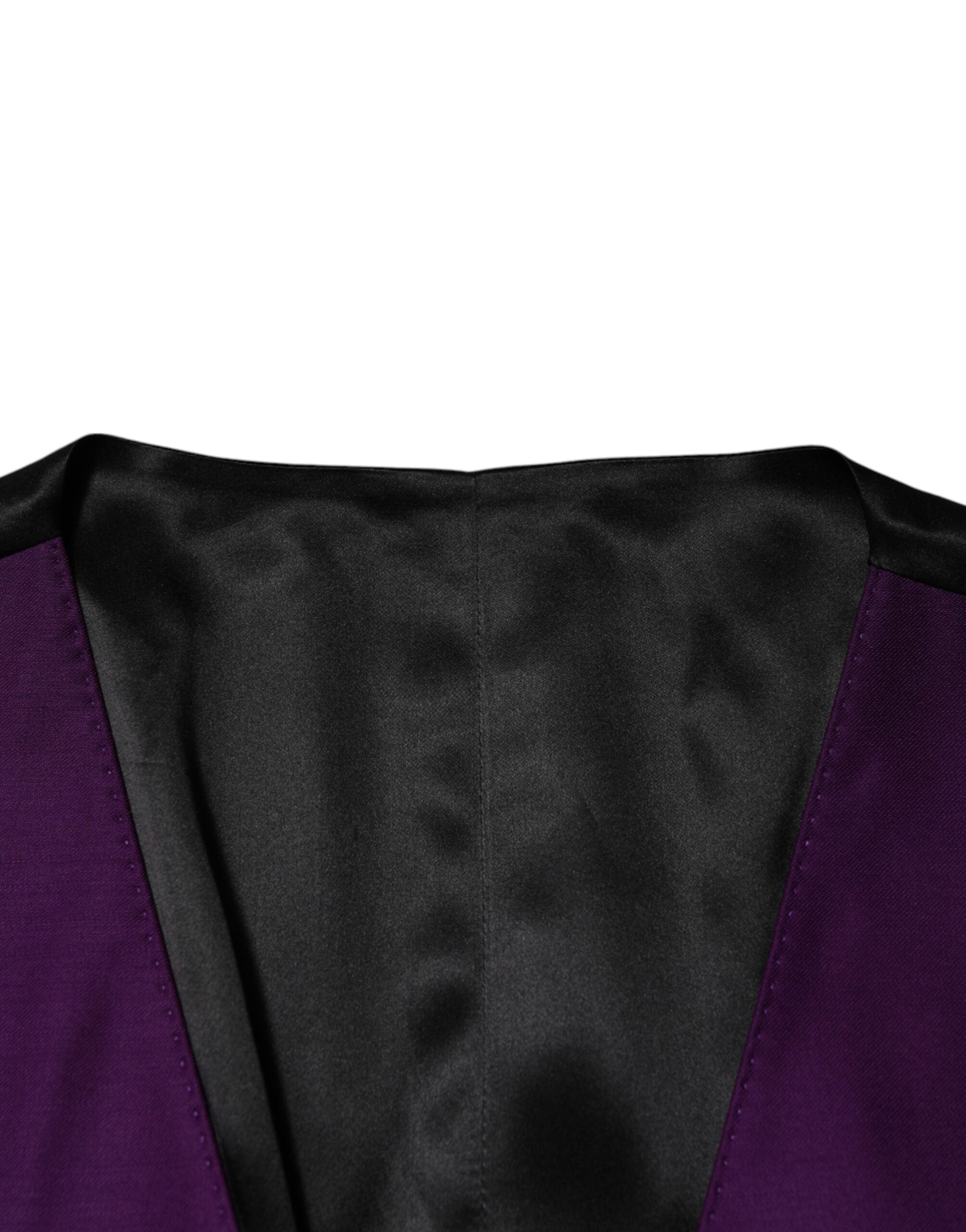 Purple Wool Dress Formal Waistcoat Vest - ventzia