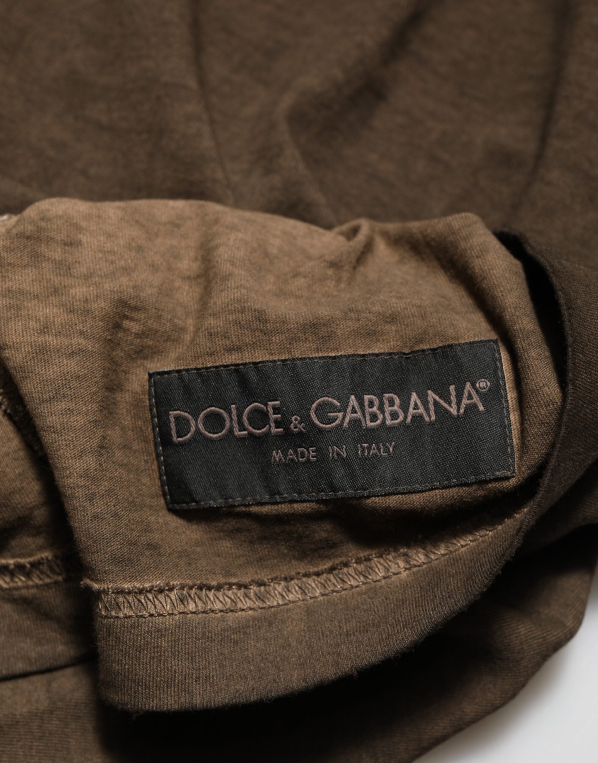 Dark Brown Cotton Tattered Logo Men T-shirt - ventzia