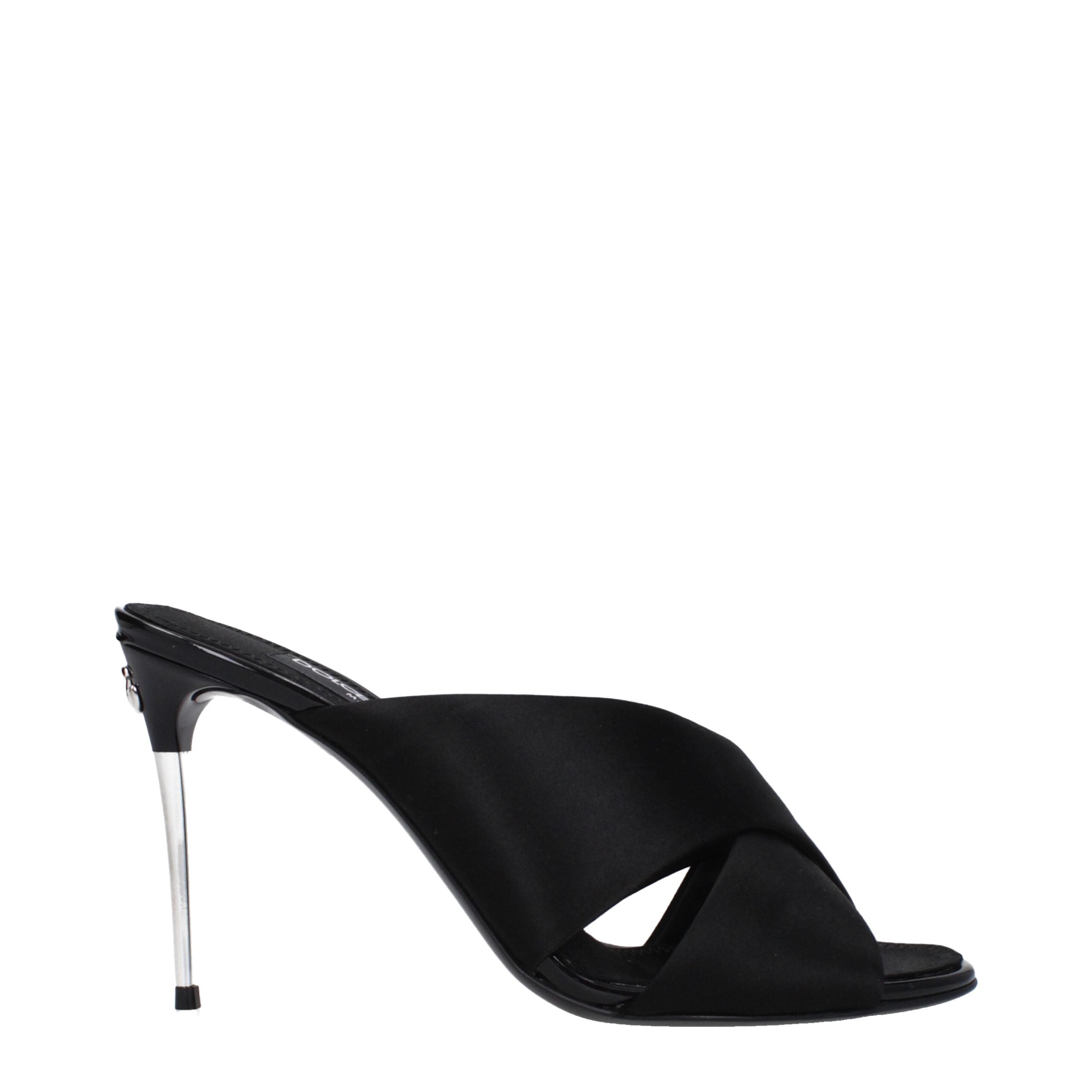 Black Satin Stiletto Heel Sandals - ventzia
