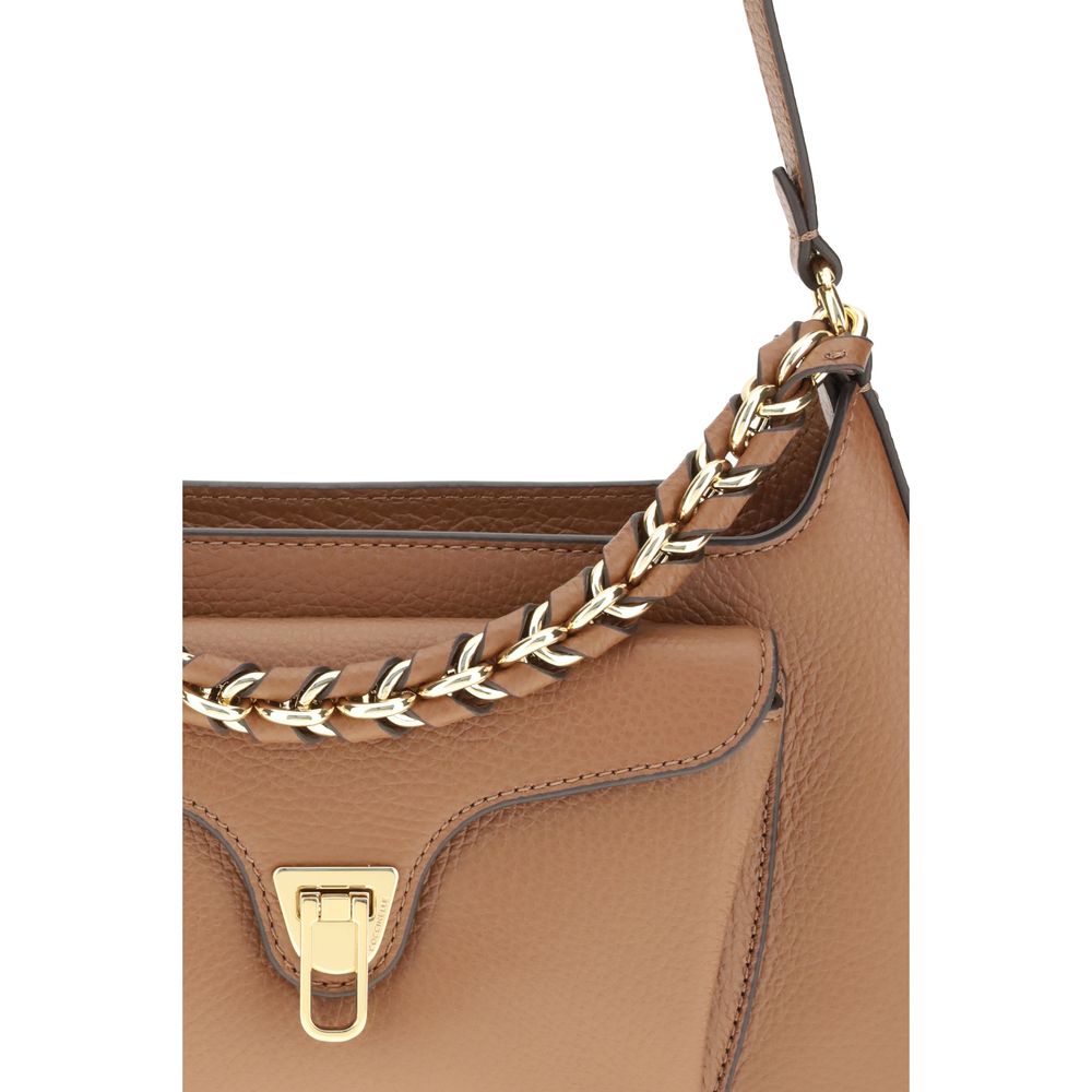 Beige Calf Leather Bos Taurus Shoulder Bag - ventzia