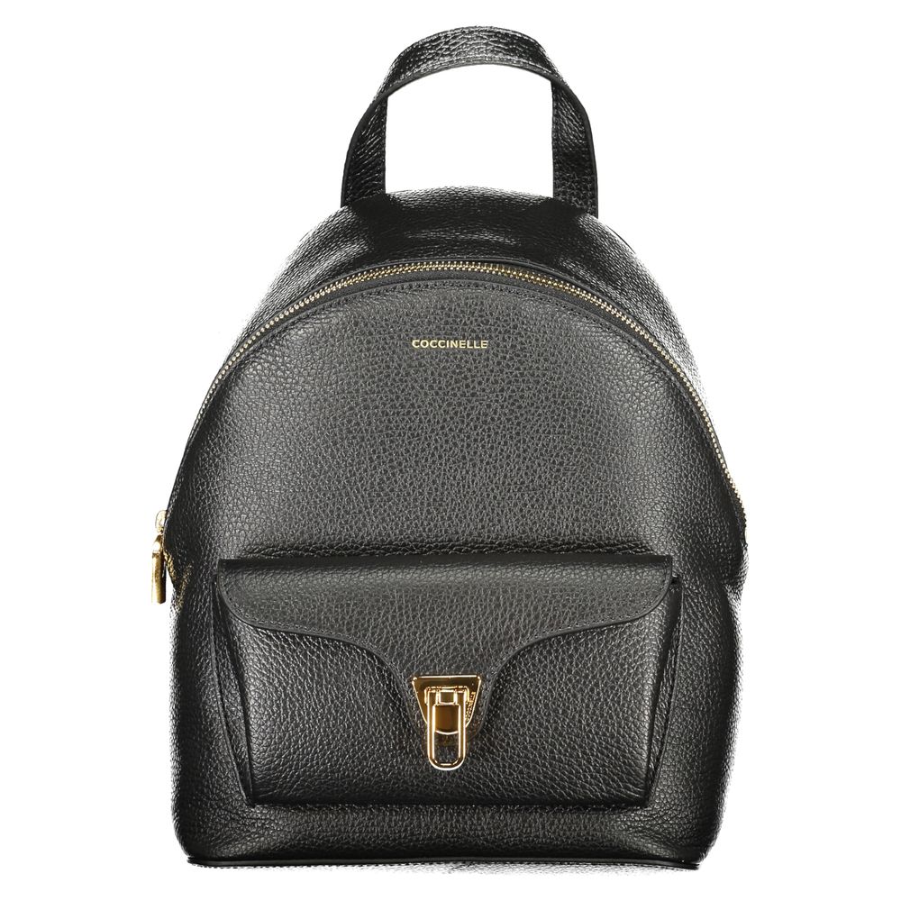 Black Leather Women Backpack - ventzia