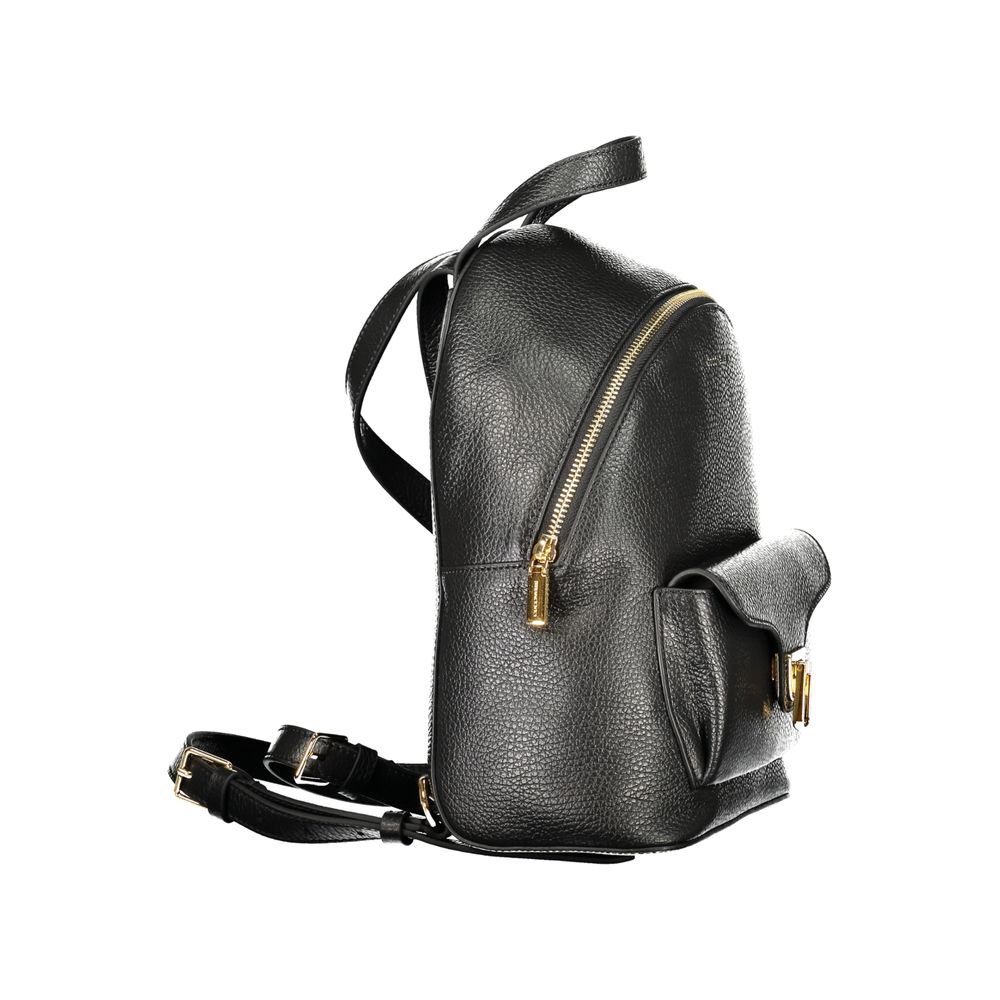 Black Leather Women Backpack - ventzia