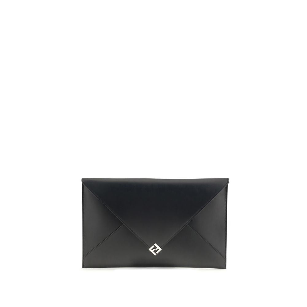 Black Leather Clutch Bag - ventzia