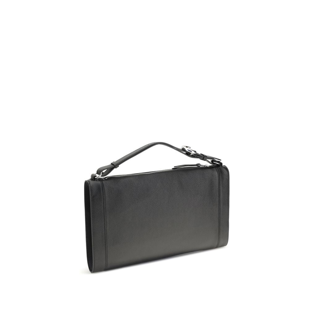 Black Calf Leather Bos Taurus Handbag - ventzia