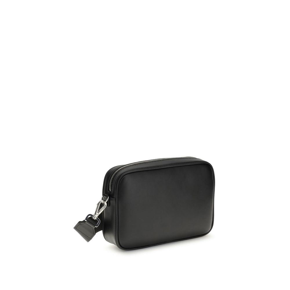 Black Leather Shoulder Bag - ventzia