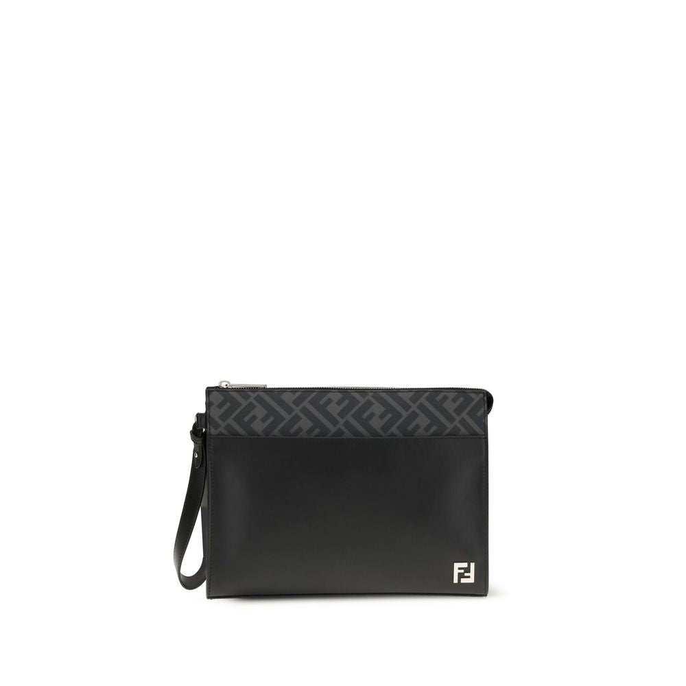 Black Leather Clutch Bag - ventzia