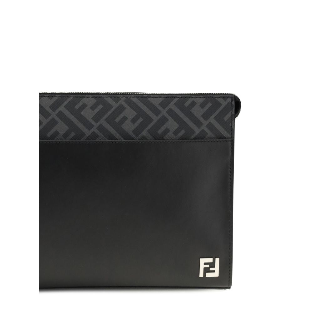 Black Leather Clutch Bag - ventzia
