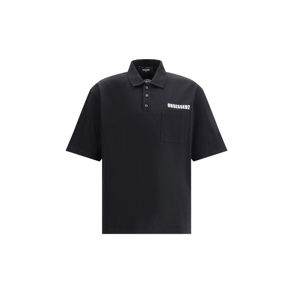 Black Cotton Polo Shirt - ventzia