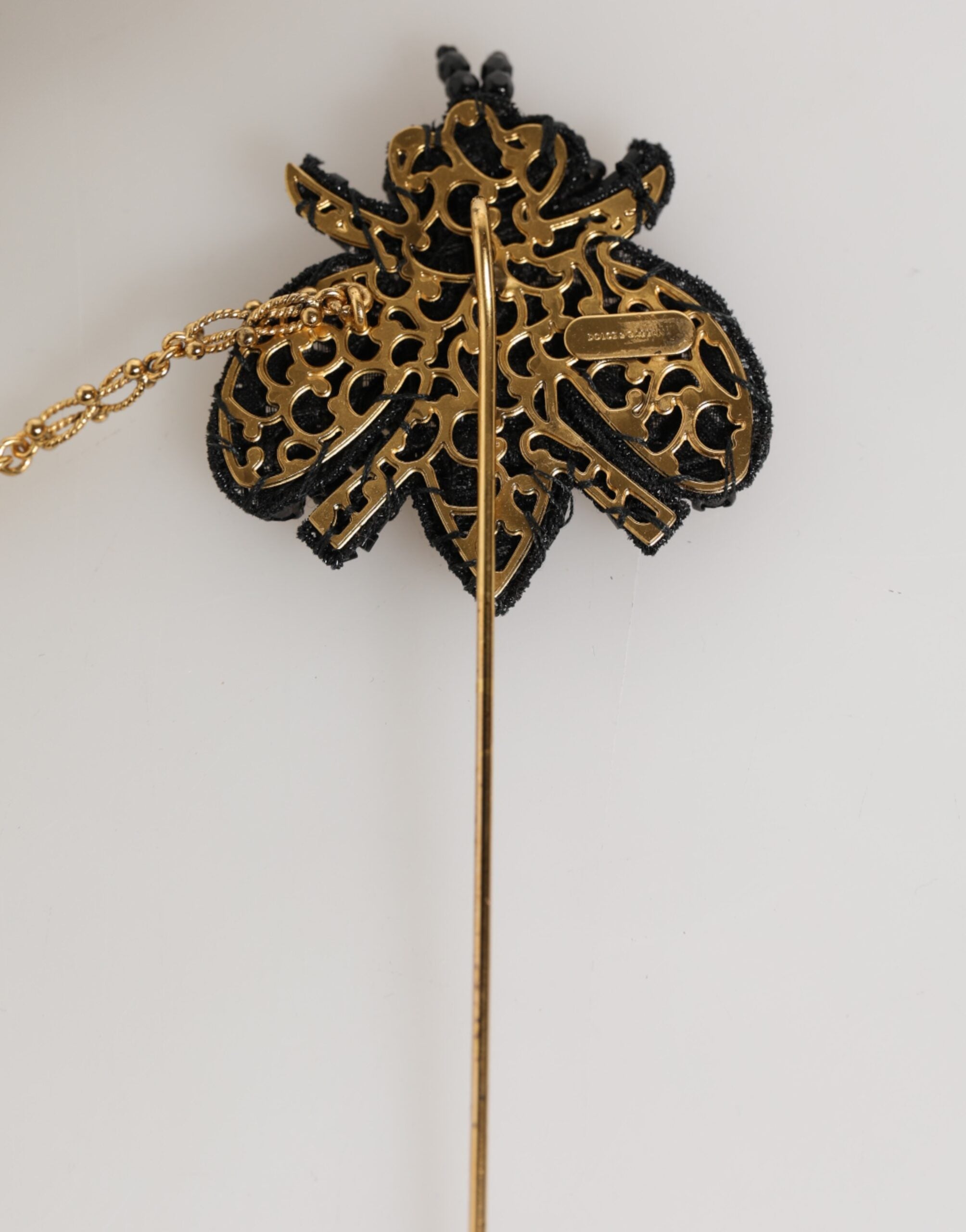 Lapel Pin Gold Brass Black Crystal Bee Accessories Brooch - ventzia