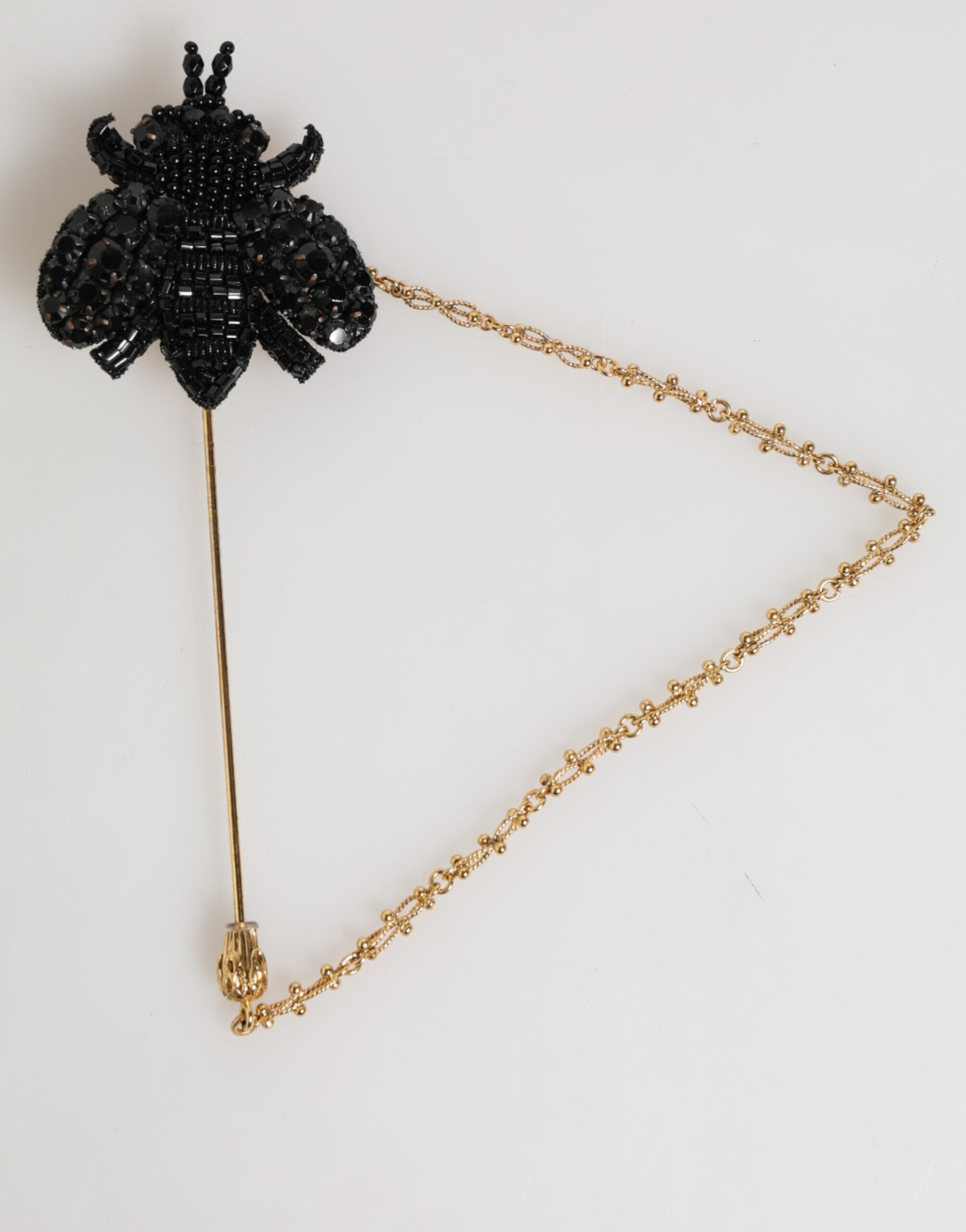 Lapel Pin Gold Brass Black Crystal Bee Accessories Brooch - ventzia