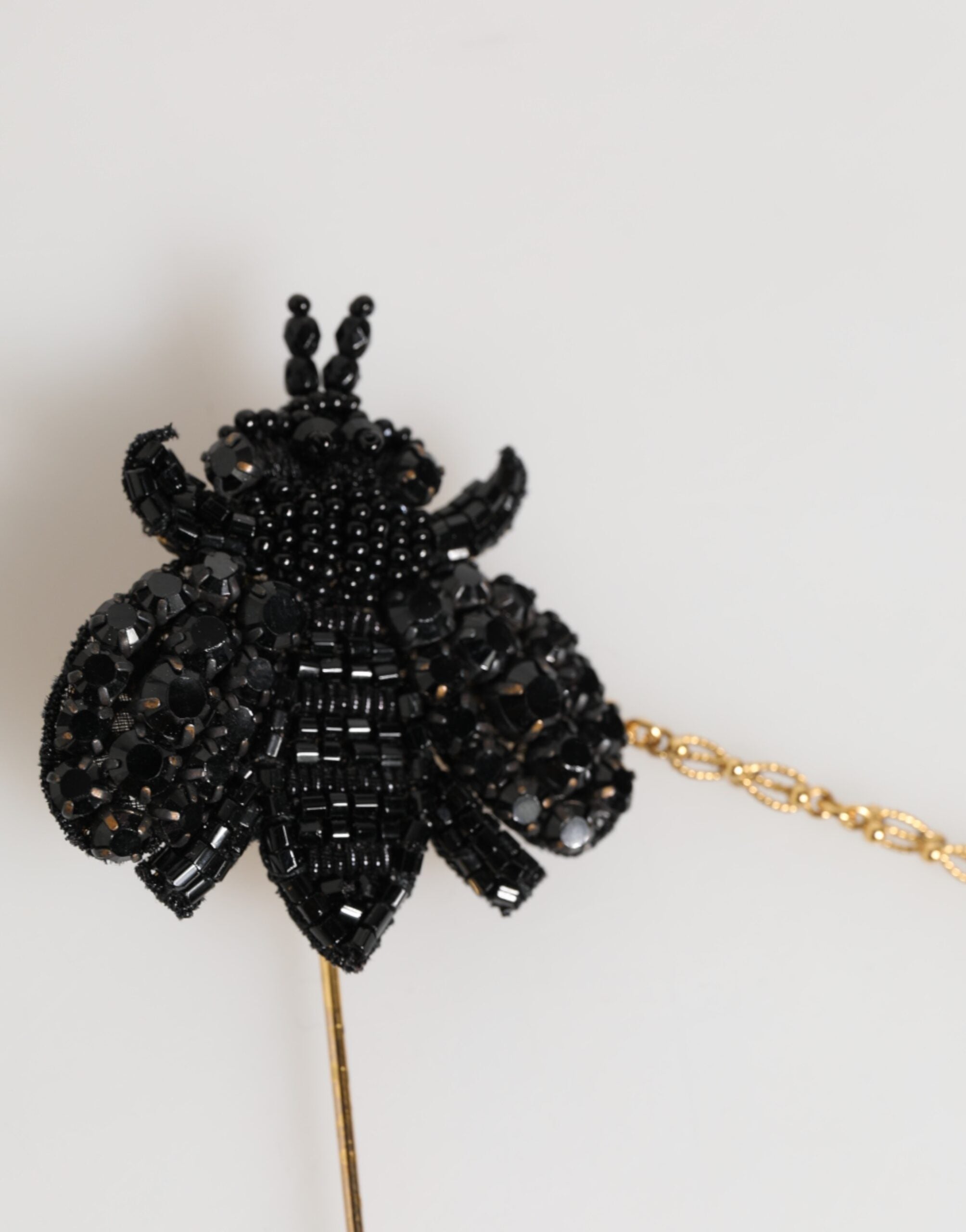 Lapel Pin Gold Brass Black Crystal Bee Accessories Brooch - ventzia