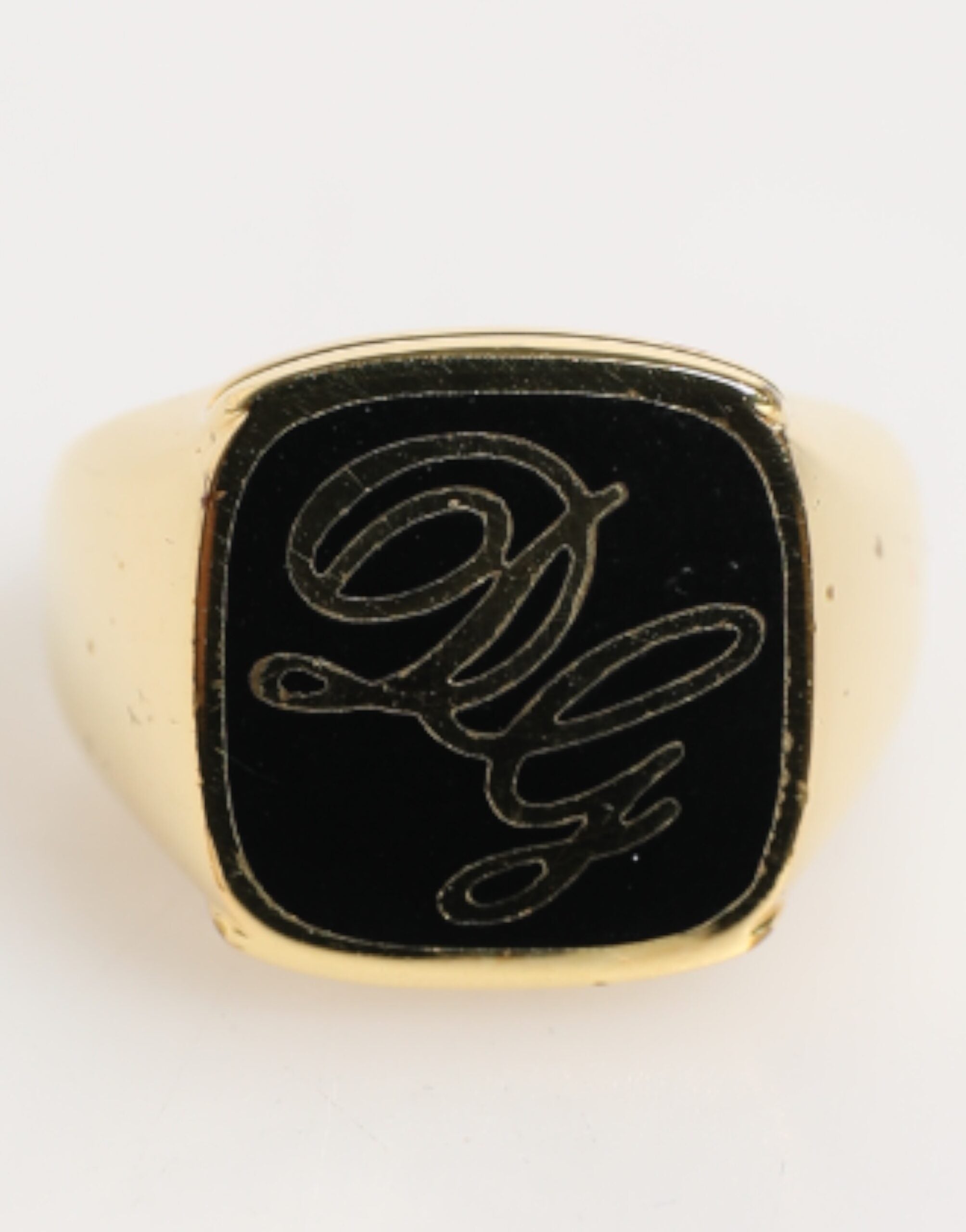 Gold Tone Enamel Brass Signet DG Logo Adjustable Ring - ventzia