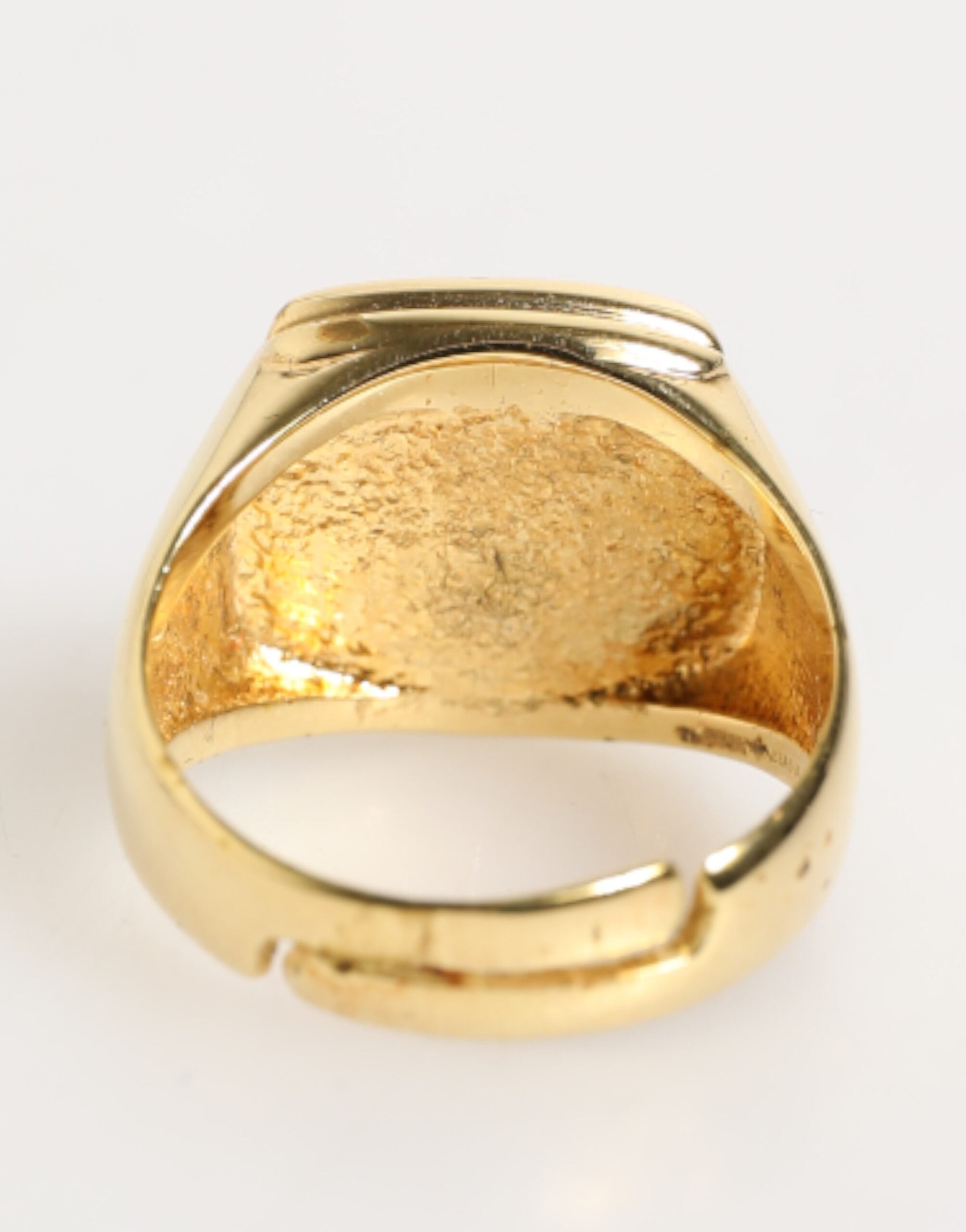 Gold Tone Enamel Brass Signet DG Logo Adjustable Ring - ventzia
