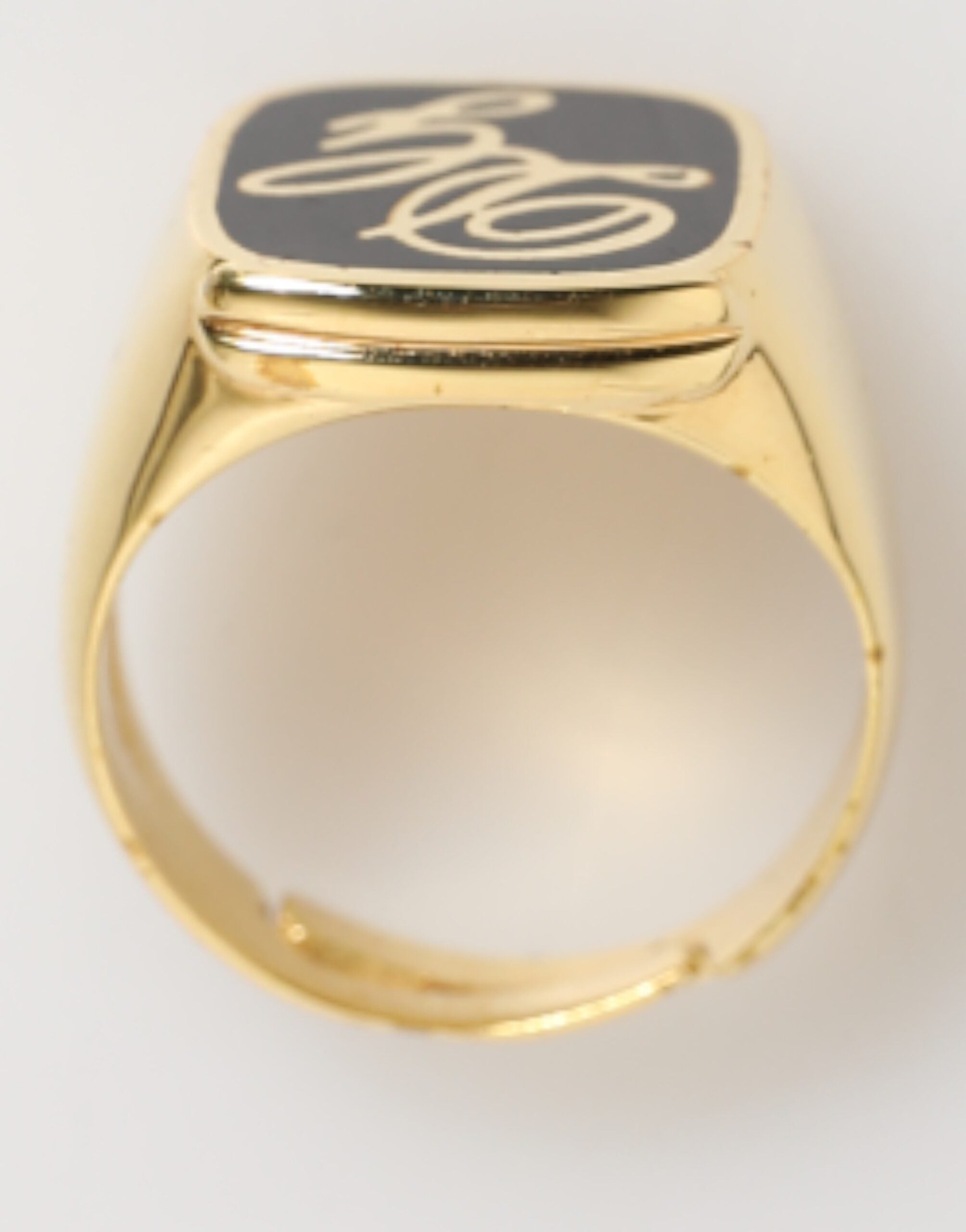 Gold Tone Enamel Brass Signet DG Logo Adjustable Ring - ventzia
