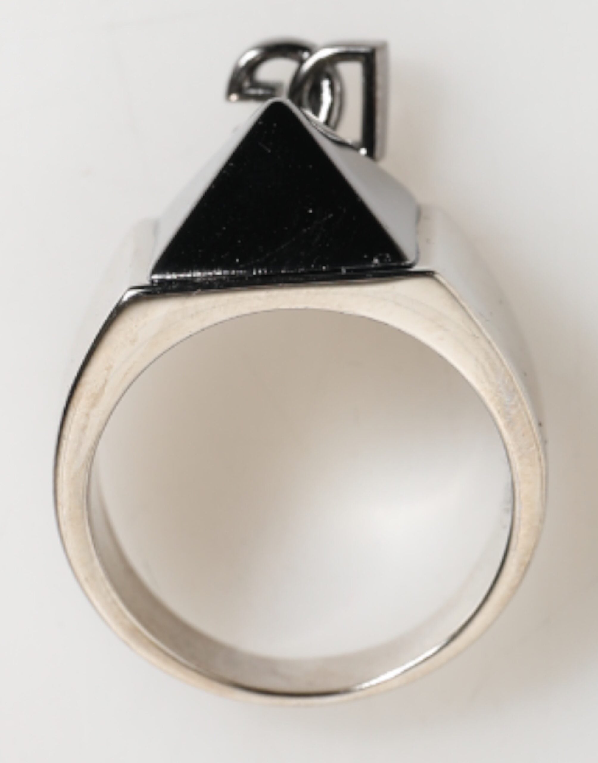 Silver Tone Pyramid DG Logo Real Brass Ring - ventzia