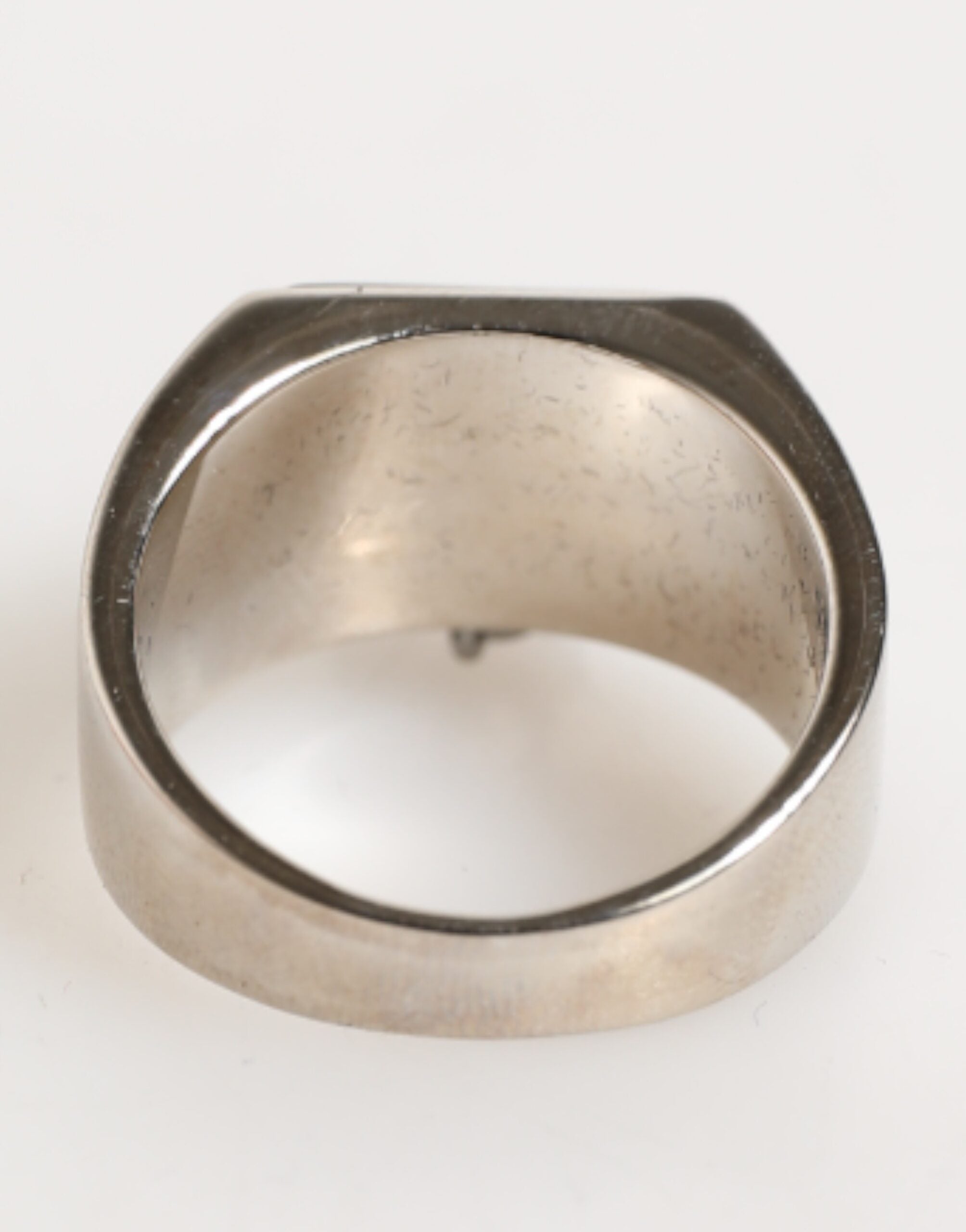 Silver Tone Pyramid DG Logo Real Brass Ring - ventzia