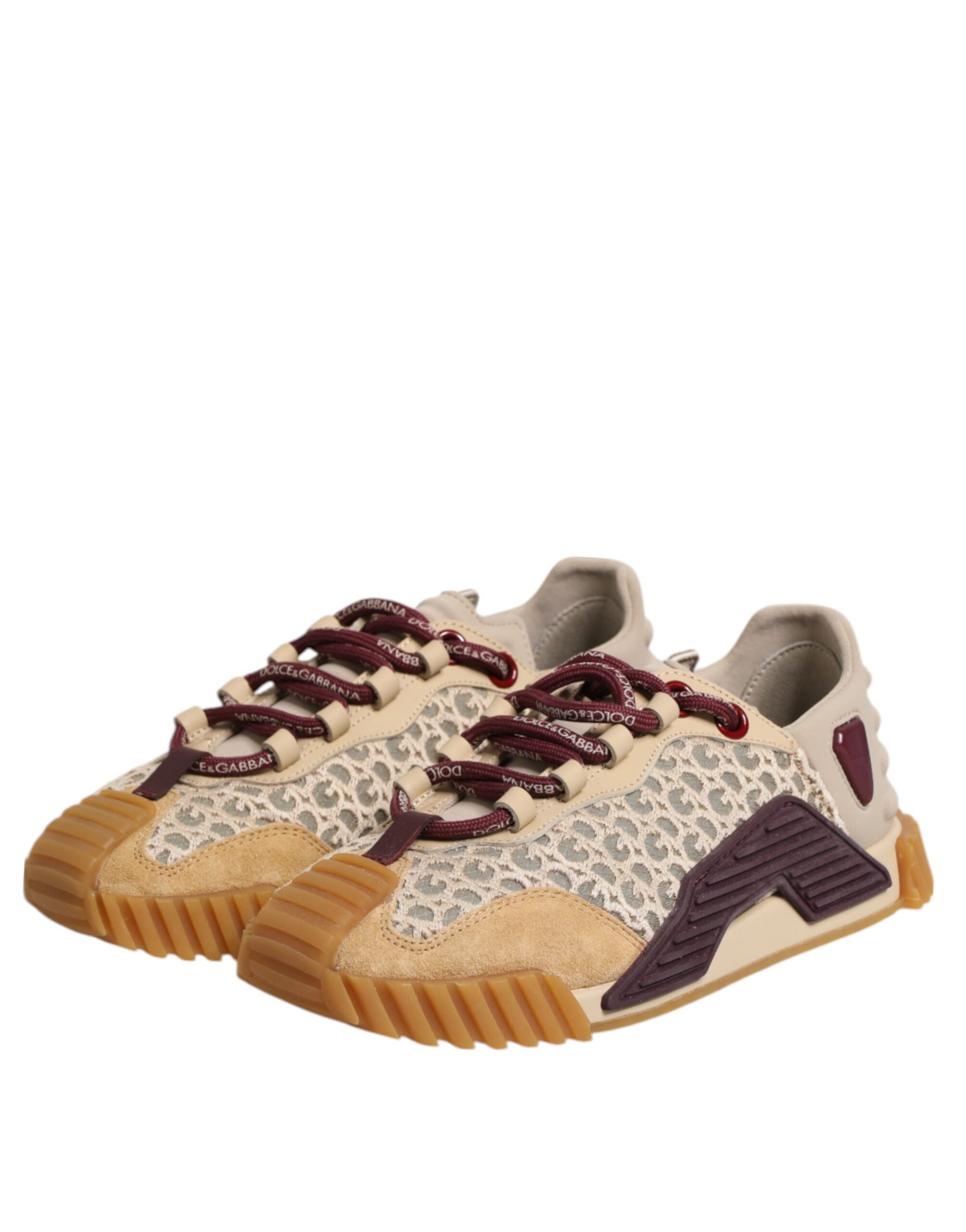 Beige Neoprene DG Logo NS1 Lace Sneakers Shoes - ventzia