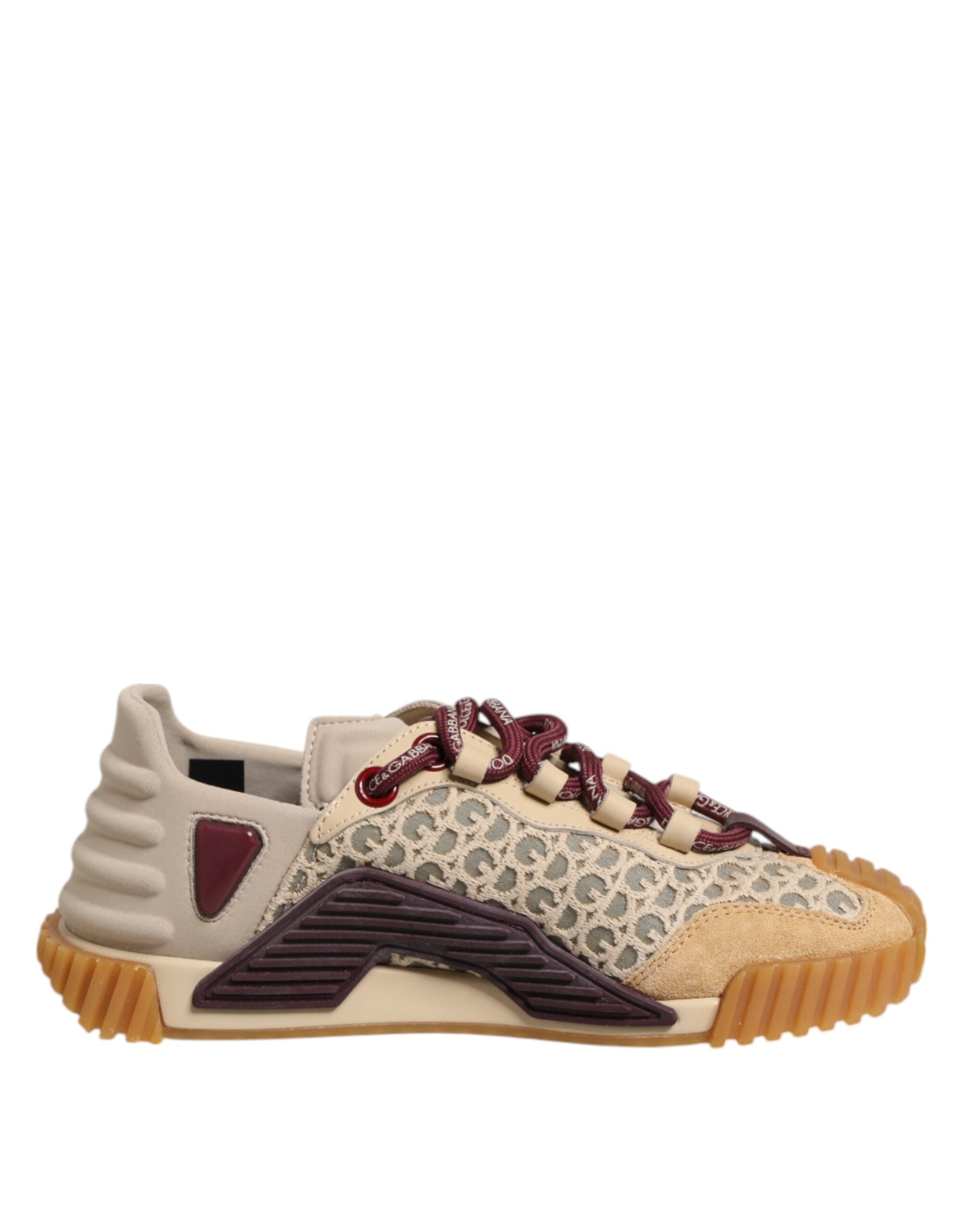 Beige Neoprene DG Logo NS1 Lace Sneakers Shoes - ventzia