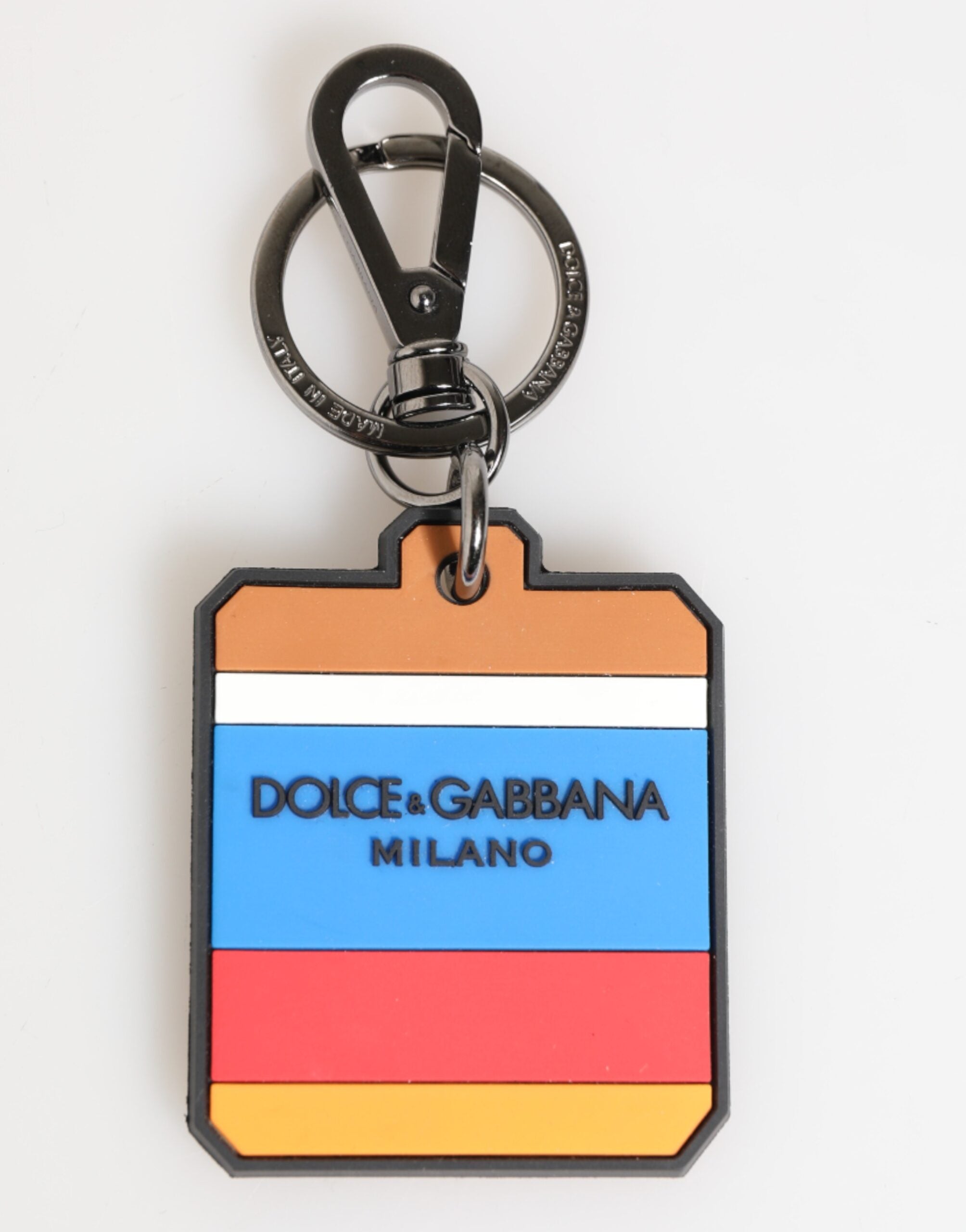 Multicolor DG Rubber Logo Silver Men's Keychain Keyring - ventzia