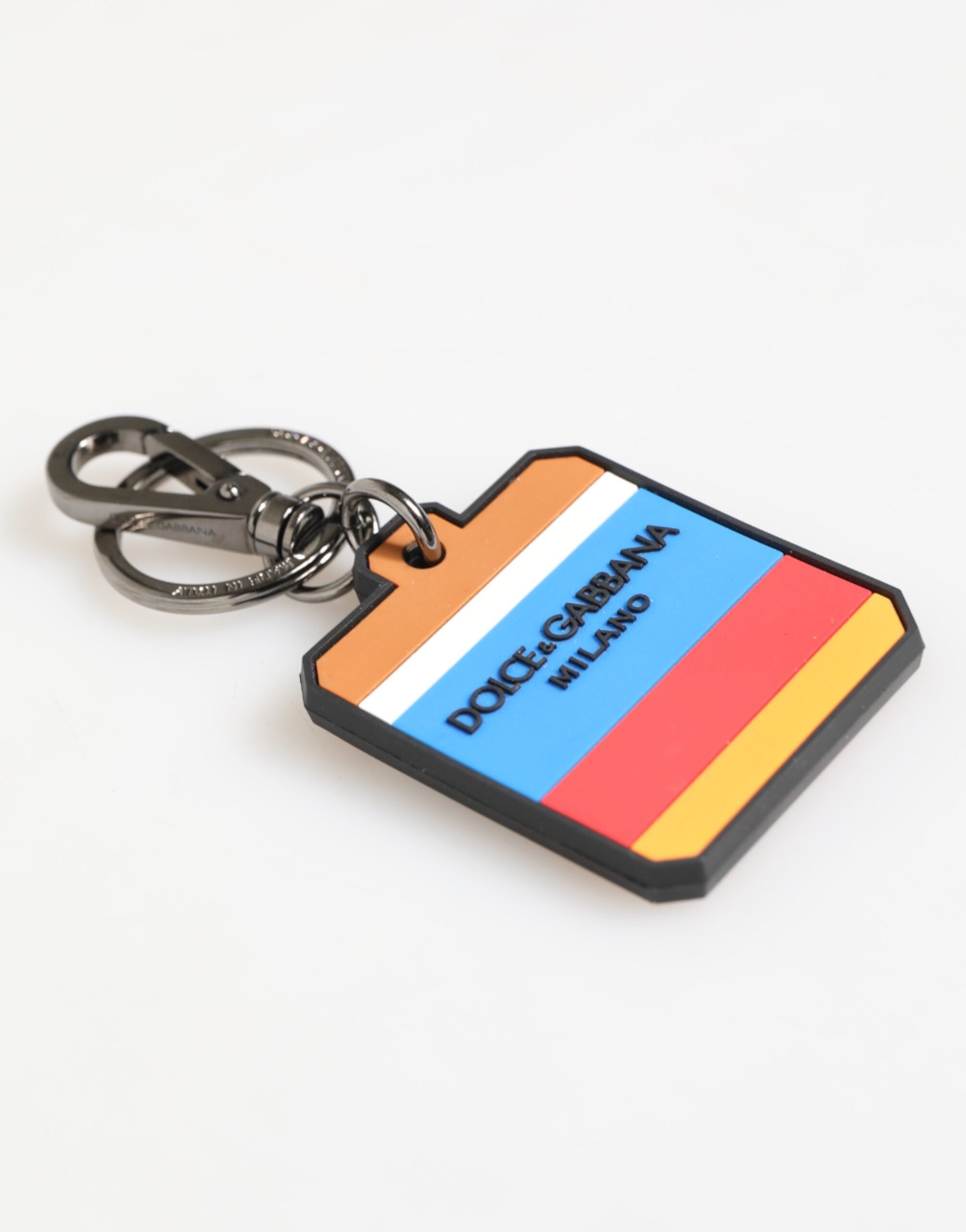 Multicolor DG Rubber Logo Silver Men's Keychain Keyring - ventzia