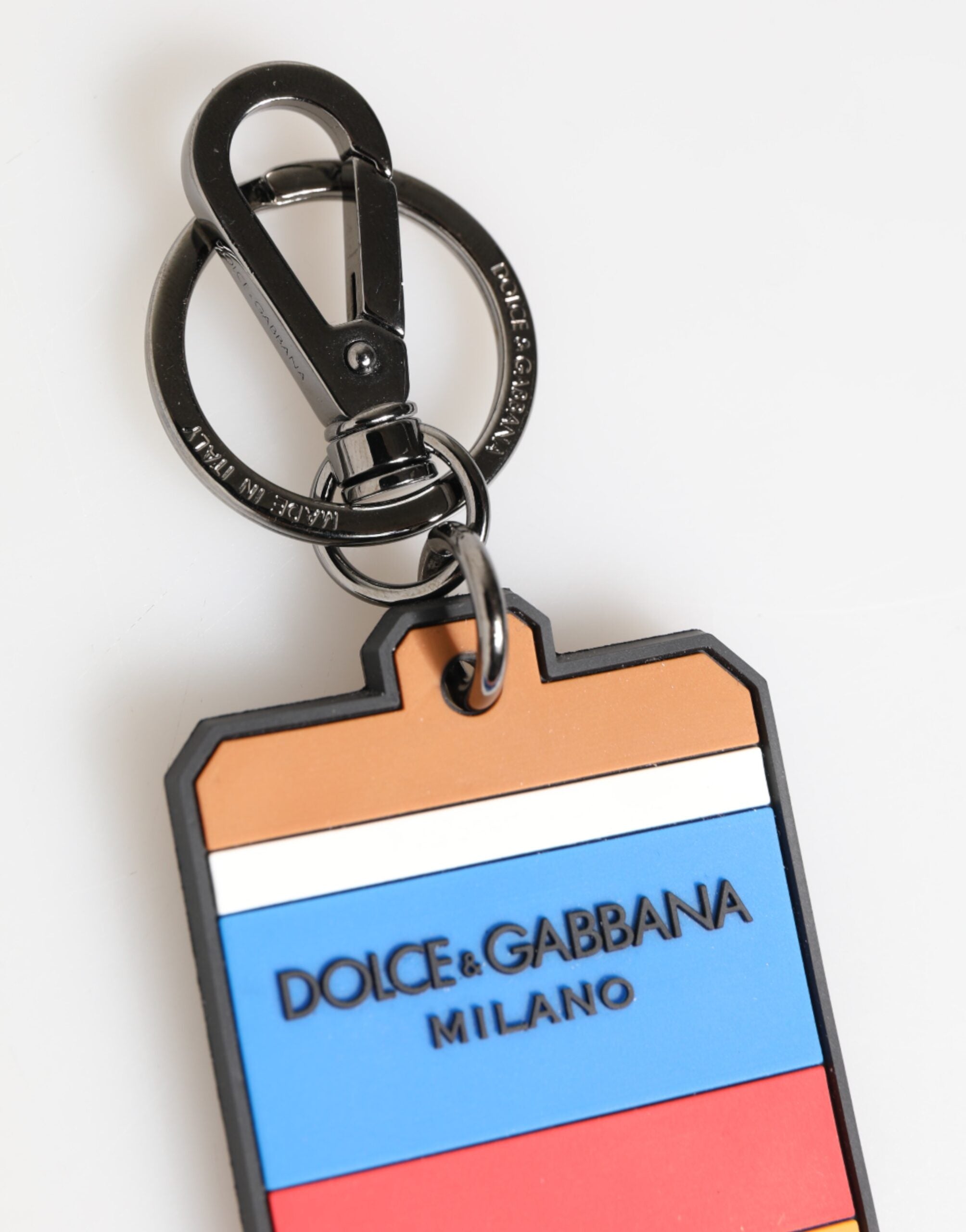 Multicolor DG Rubber Logo Silver Men's Keychain Keyring - ventzia