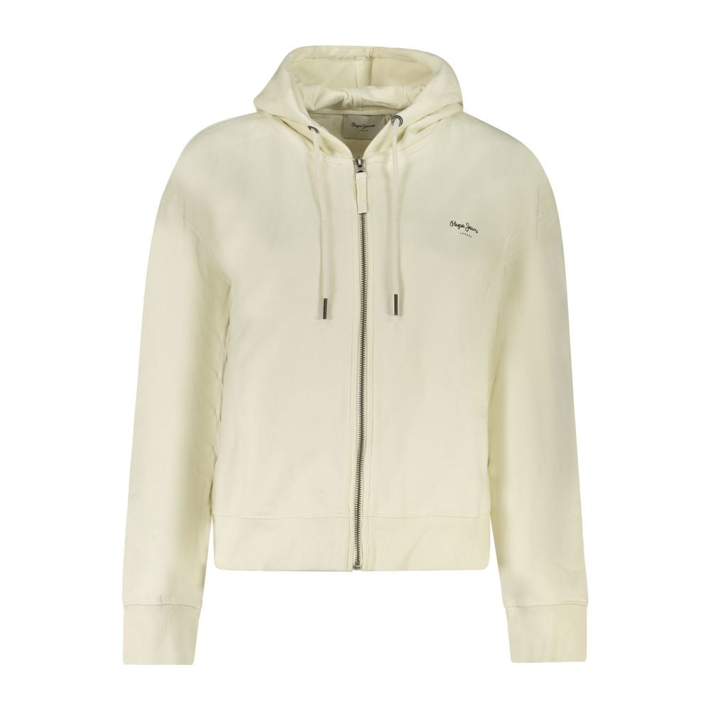 White Cotton Women Hoodie - ventzia