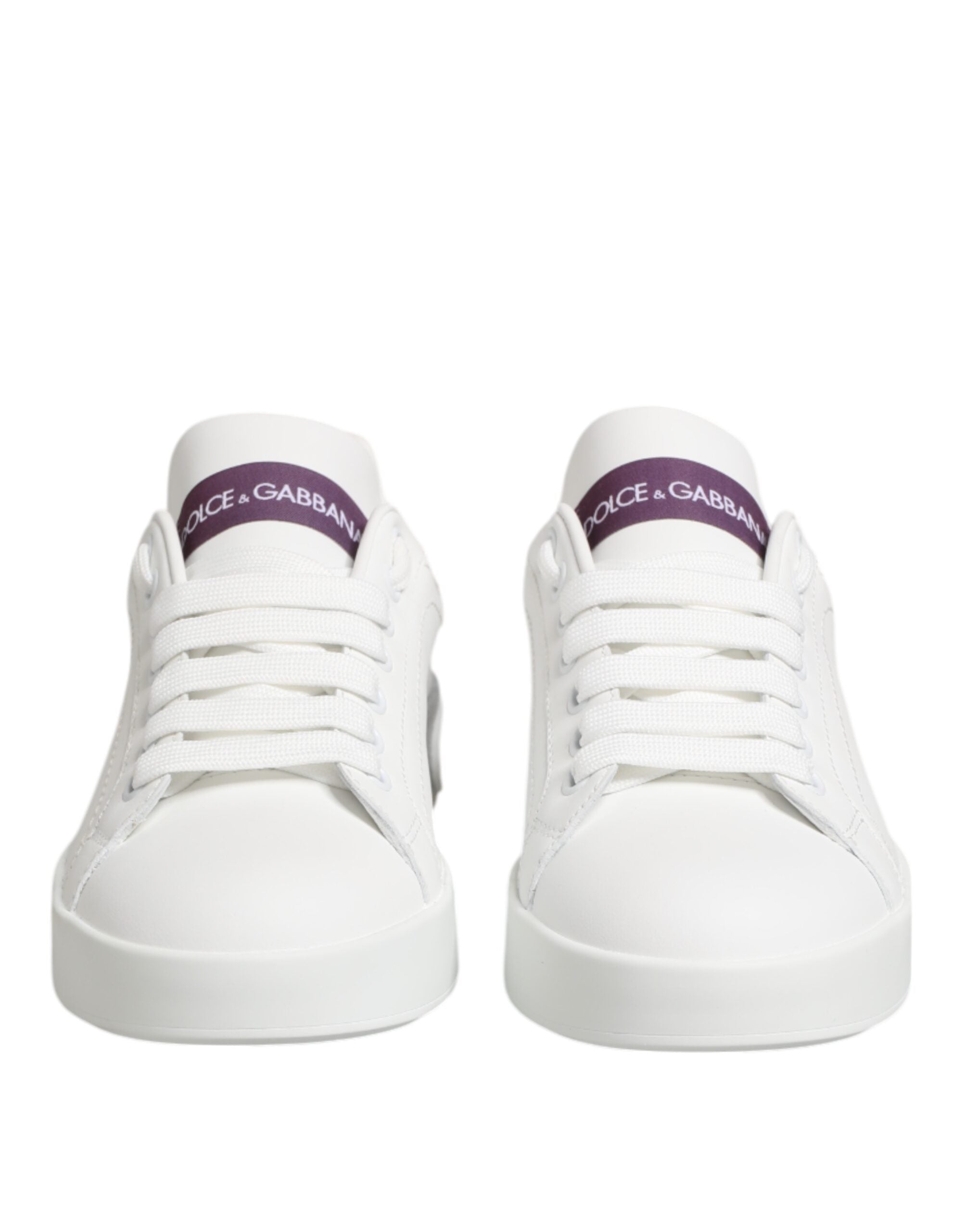 White Purple Leather Low Top Sneakers Shoes - ventzia