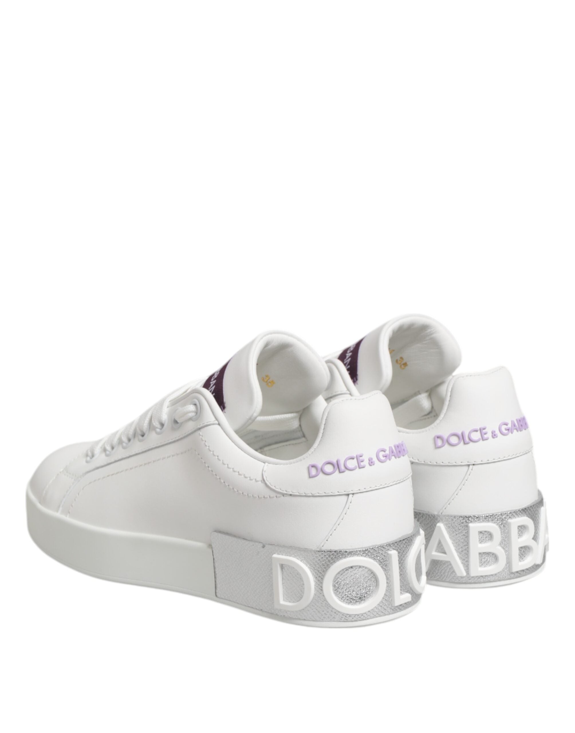 White Purple Leather Low Top Sneakers Shoes - ventzia
