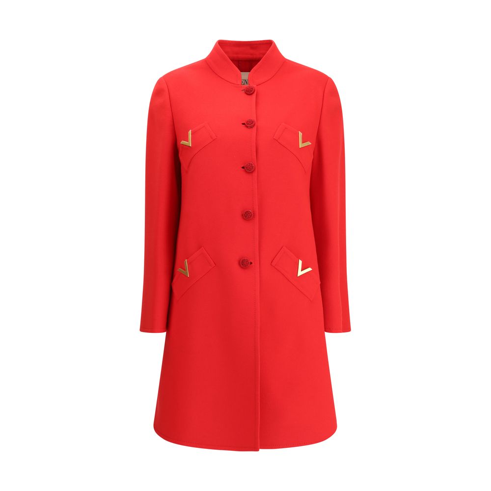 Red Fleece Wool Coat - ventzia