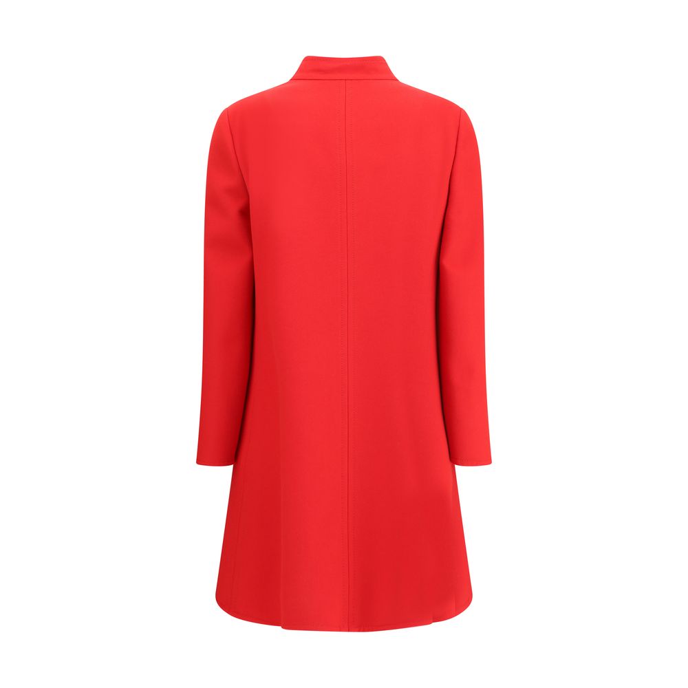 Red Fleece Wool Coat - ventzia