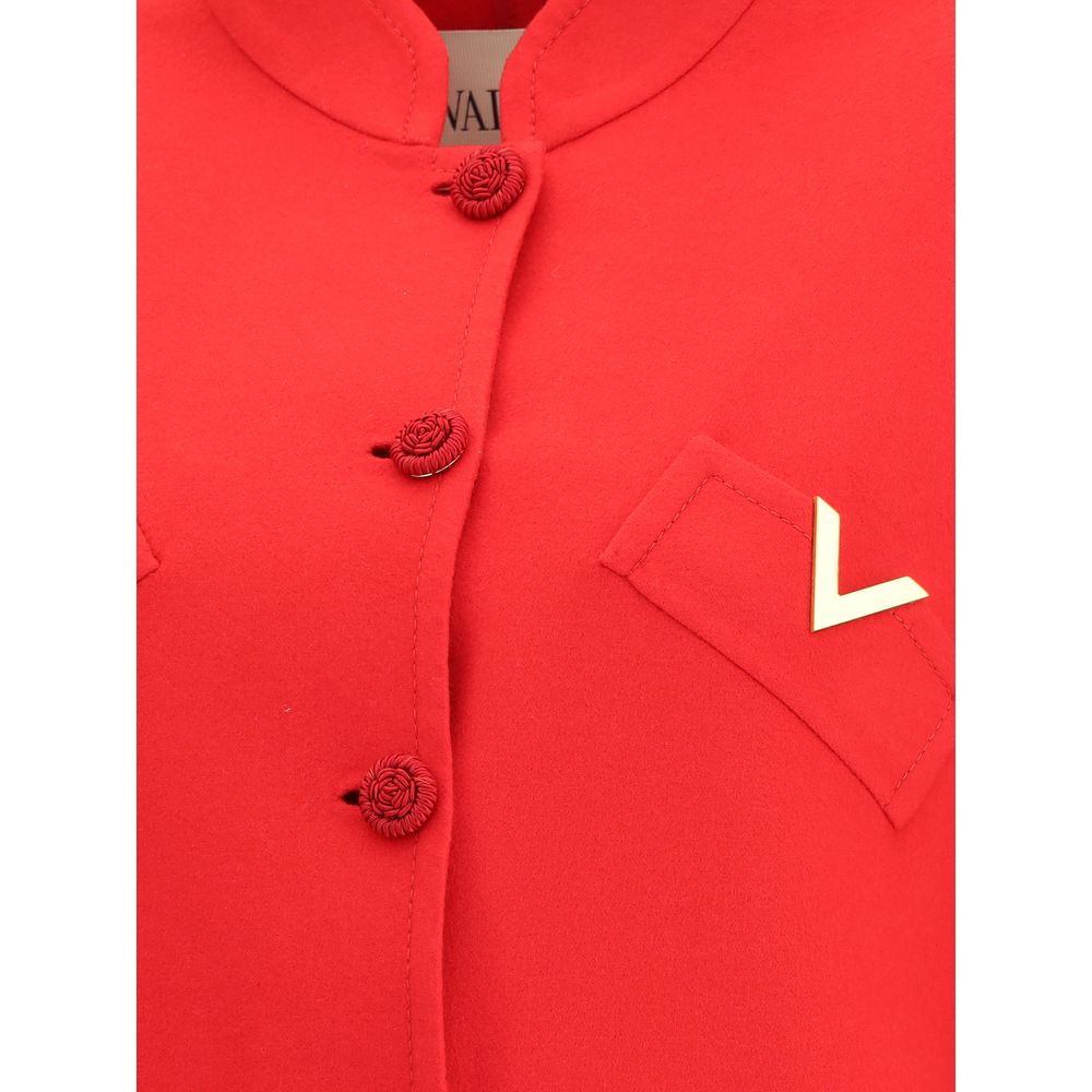 Red Fleece Wool Coat - ventzia