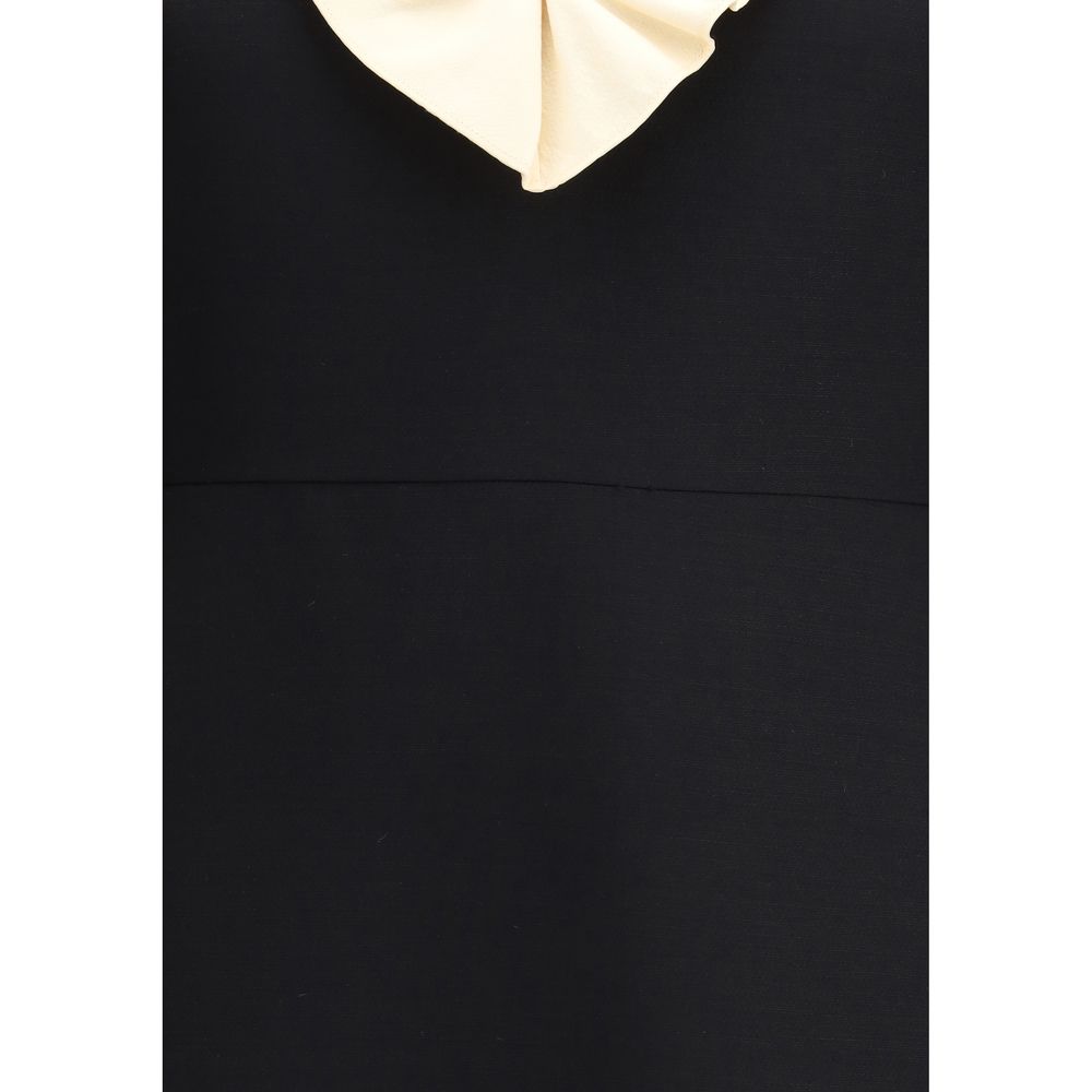 Black Fleece Wool Cocktail Dress - ventzia