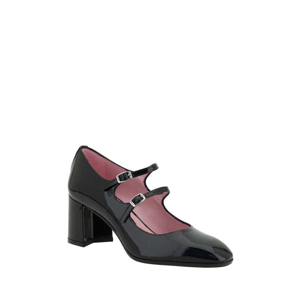 Black Calf Leather Bos Taurus Mid Heel Pumps - ventzia