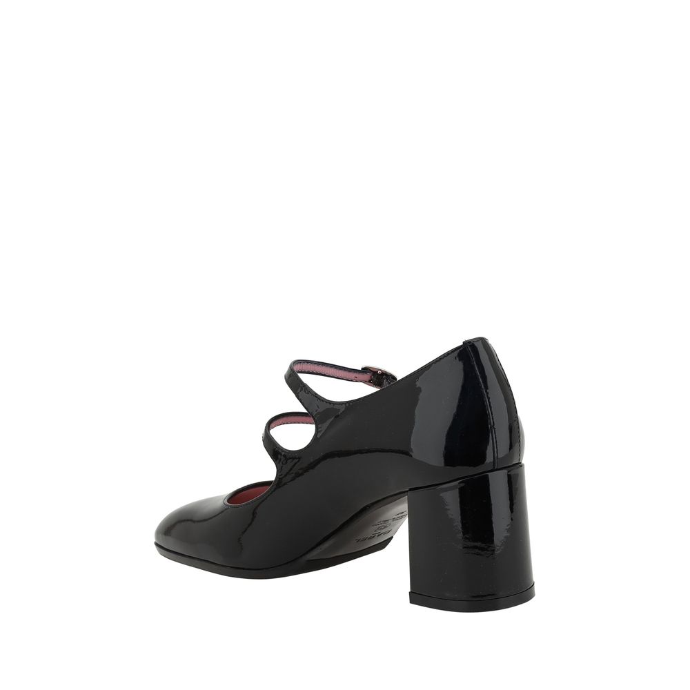 Black Calf Leather Bos Taurus Mid Heel Pumps - ventzia