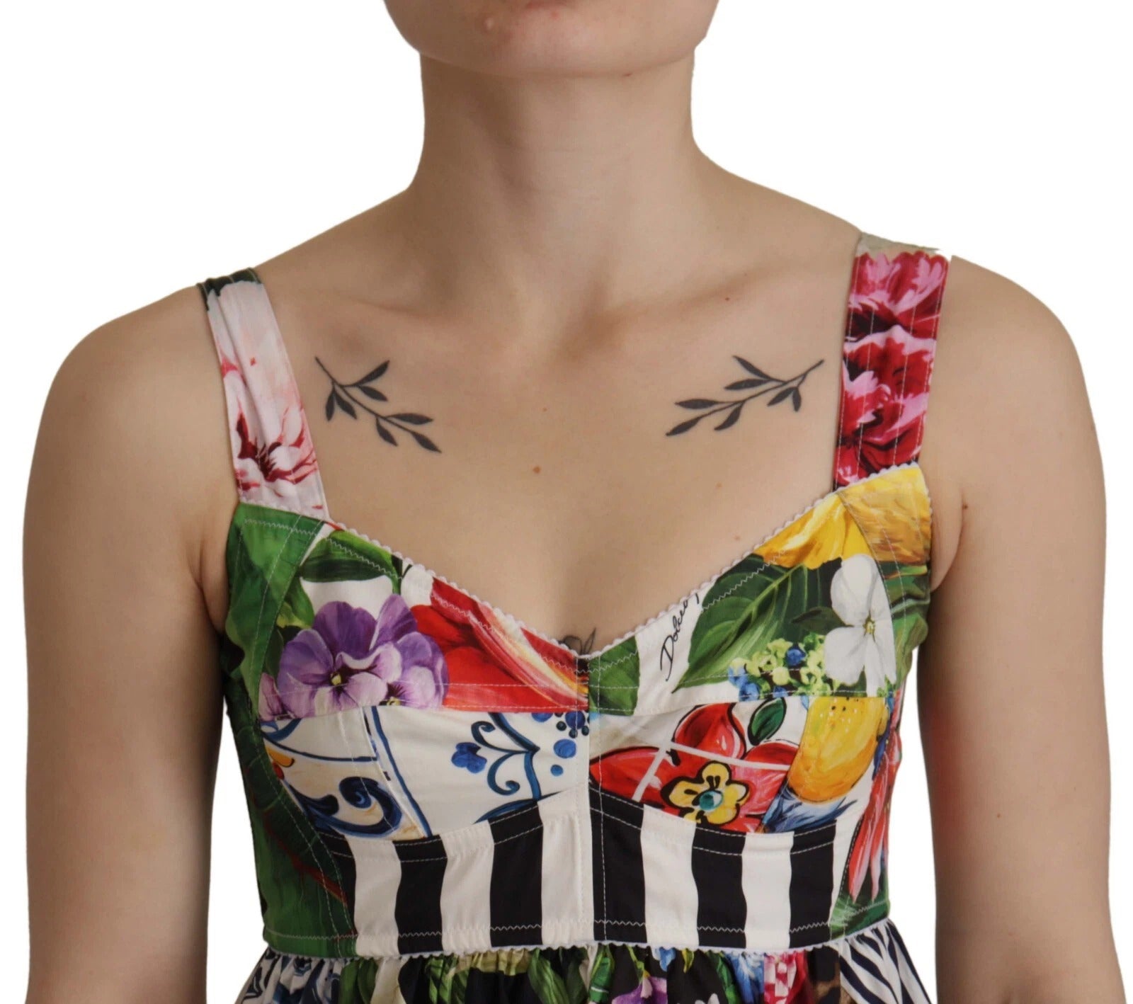 Multicolor Poplin Floral Mini Flared Dress - ventzia