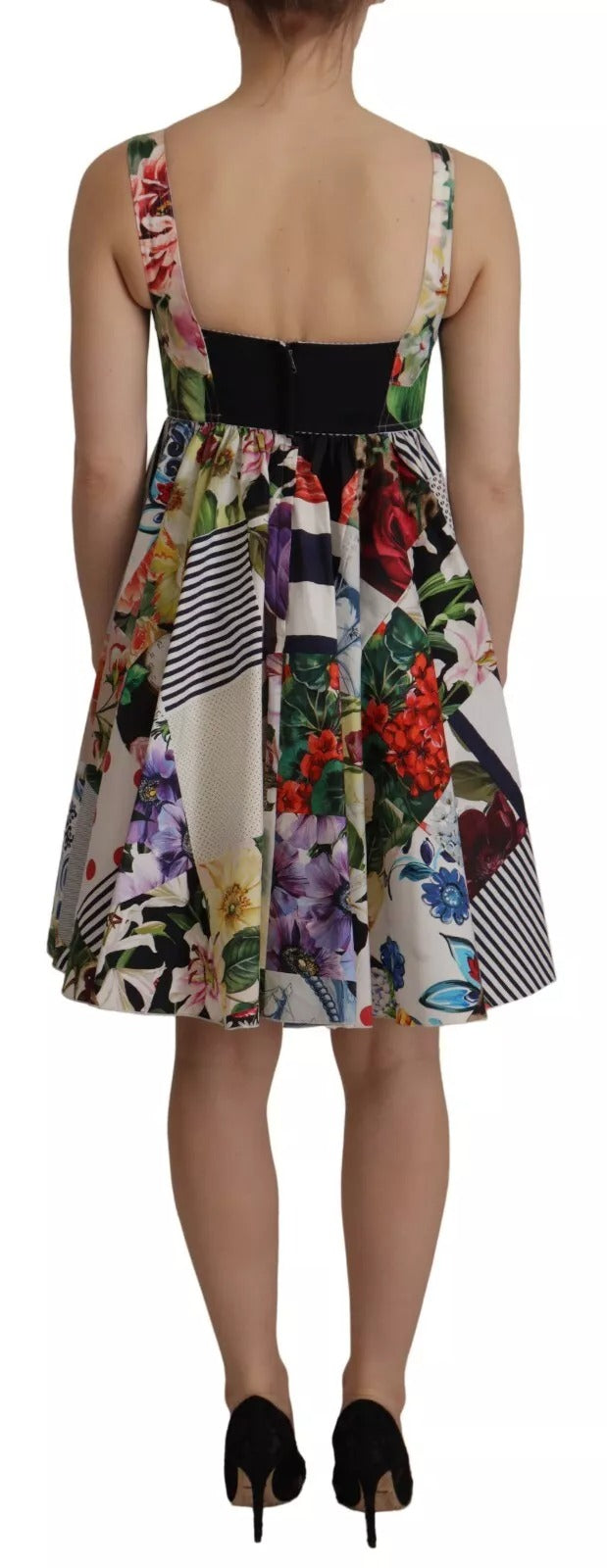 Multicolor Poplin Floral Mini Flared Dress - ventzia