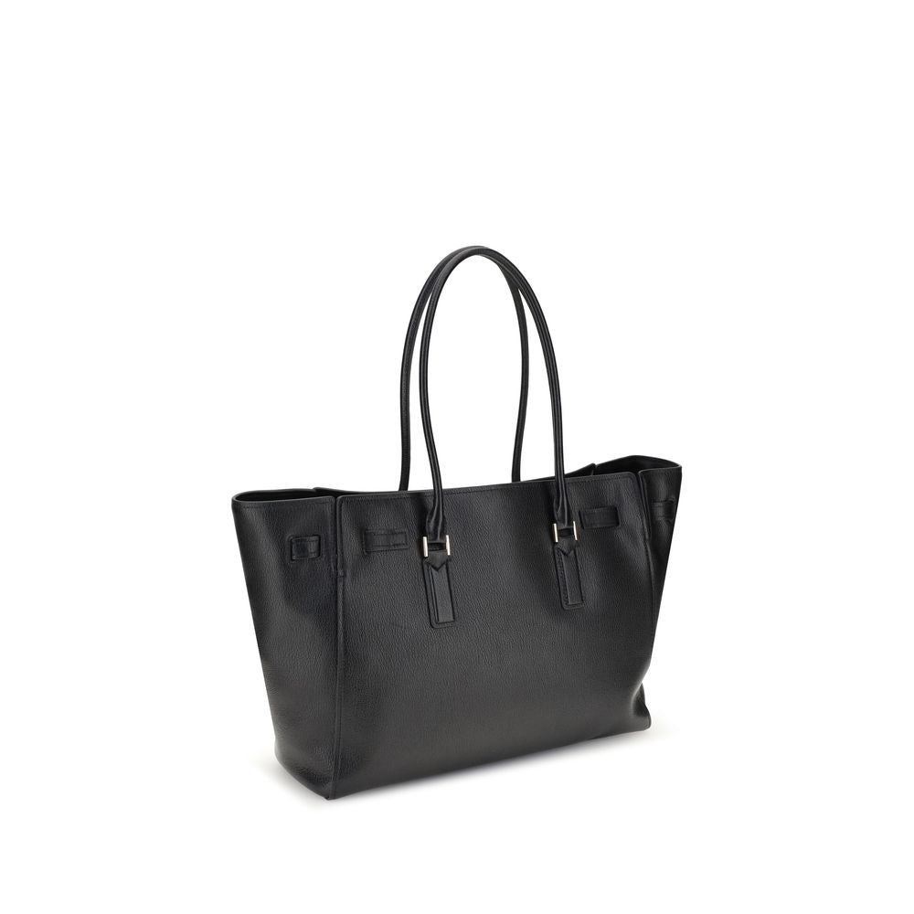 Black Calf Leather Bos Taurus Shoulder Bag - ventzia