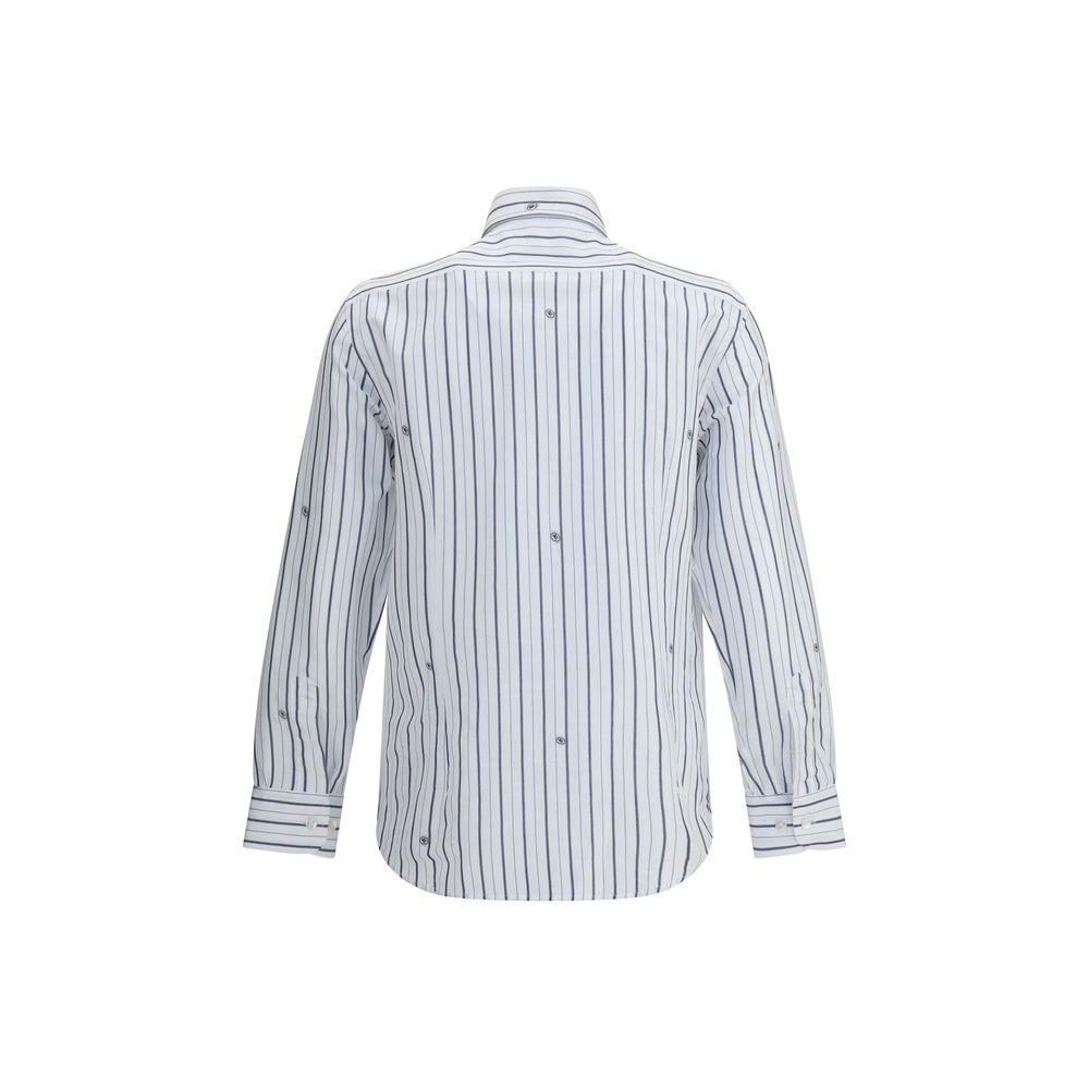 White Cotton Pattern Shirt - ventzia