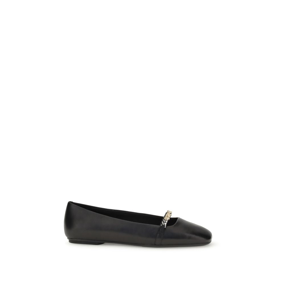 Black Calf Leather Bos Taurus Ballet Flats - ventzia