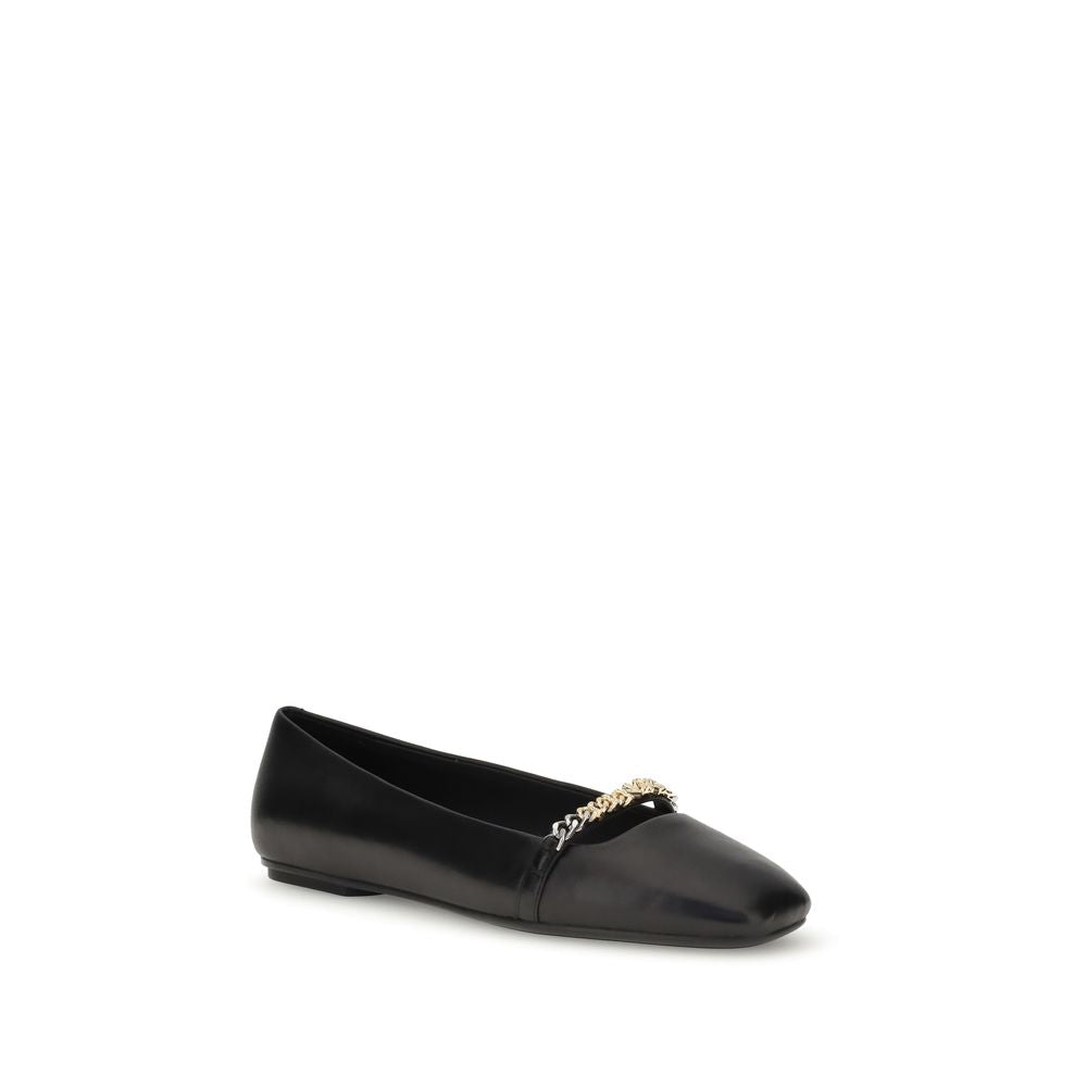 Black Calf Leather Bos Taurus Ballet Flats - ventzia