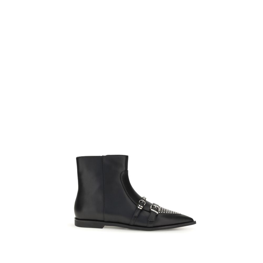 Black Calf Leather Bos Taurus Ankle Boots - ventzia