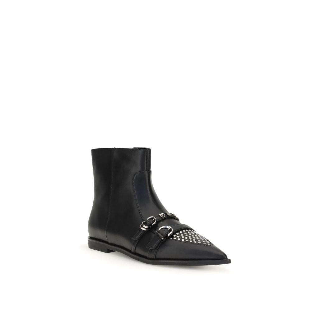 Black Calf Leather Bos Taurus Ankle Boots - ventzia