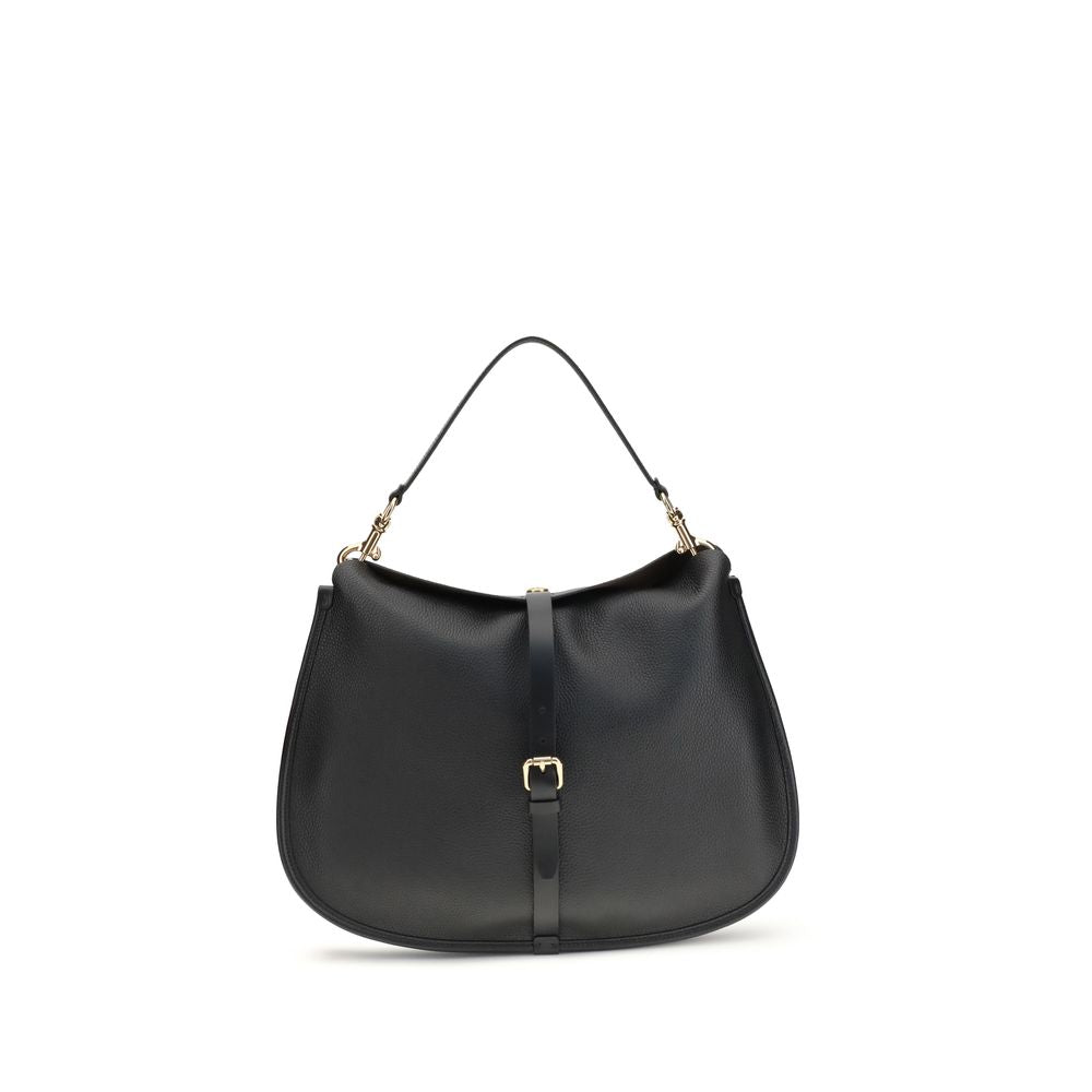 Black Calf Leather Bos Taurus Shoulder Bag - ventzia