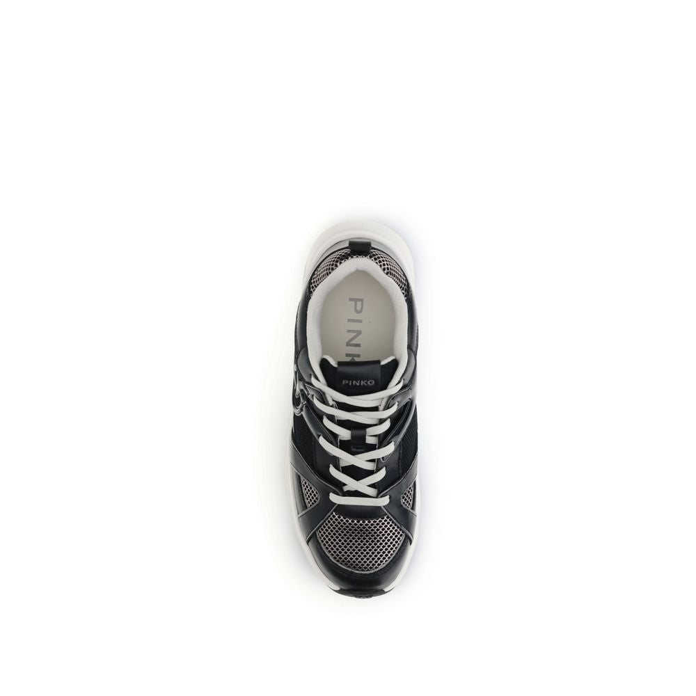 Black Calf Leather Bos Taurus Chunky Sneakers - ventzia