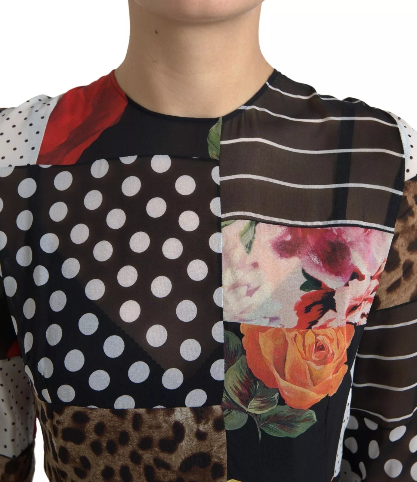 Multicolor Patchwork Floral Leopard Dress - ventzia