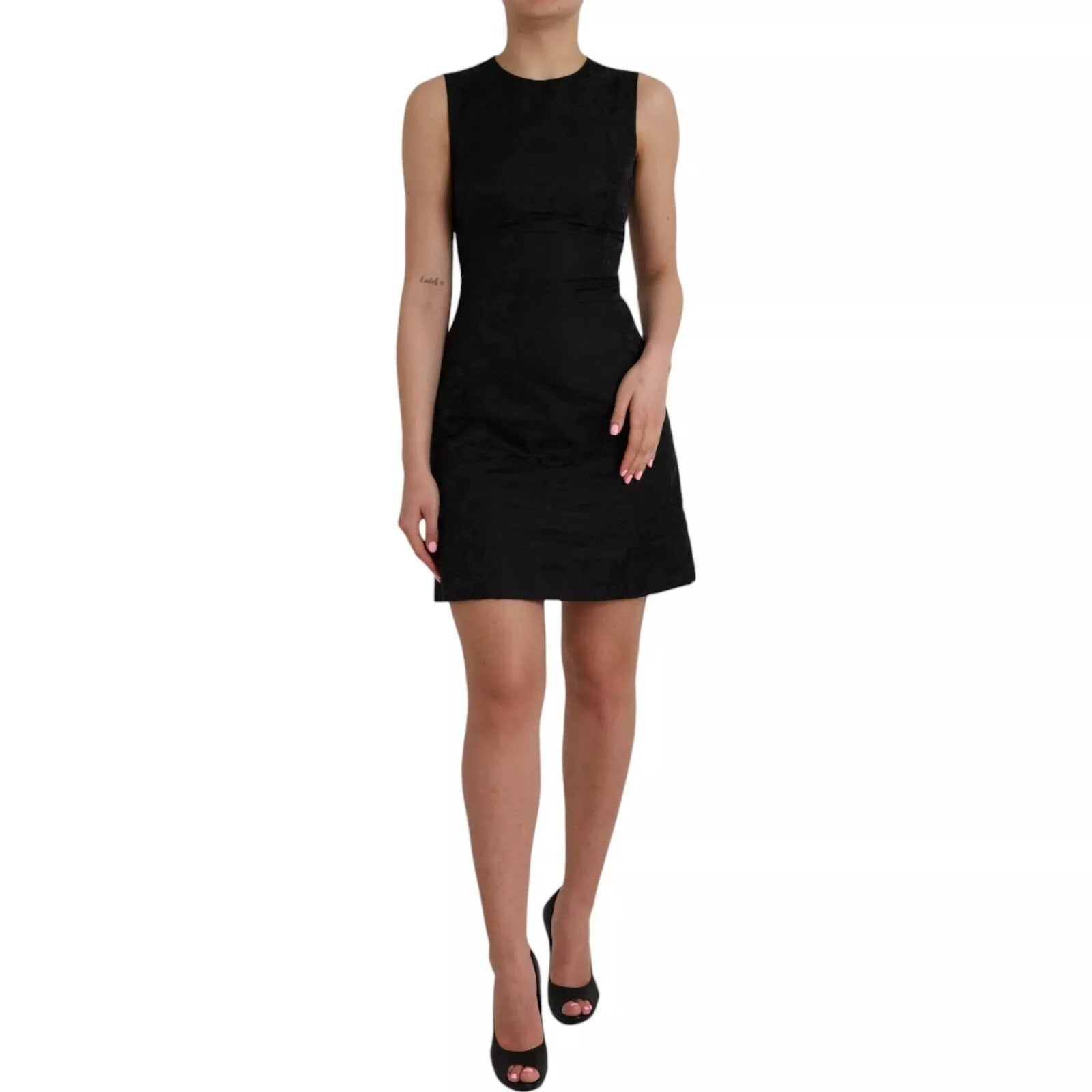 Black Sleeveless Bodycon A-line Mini Dress - ventzia