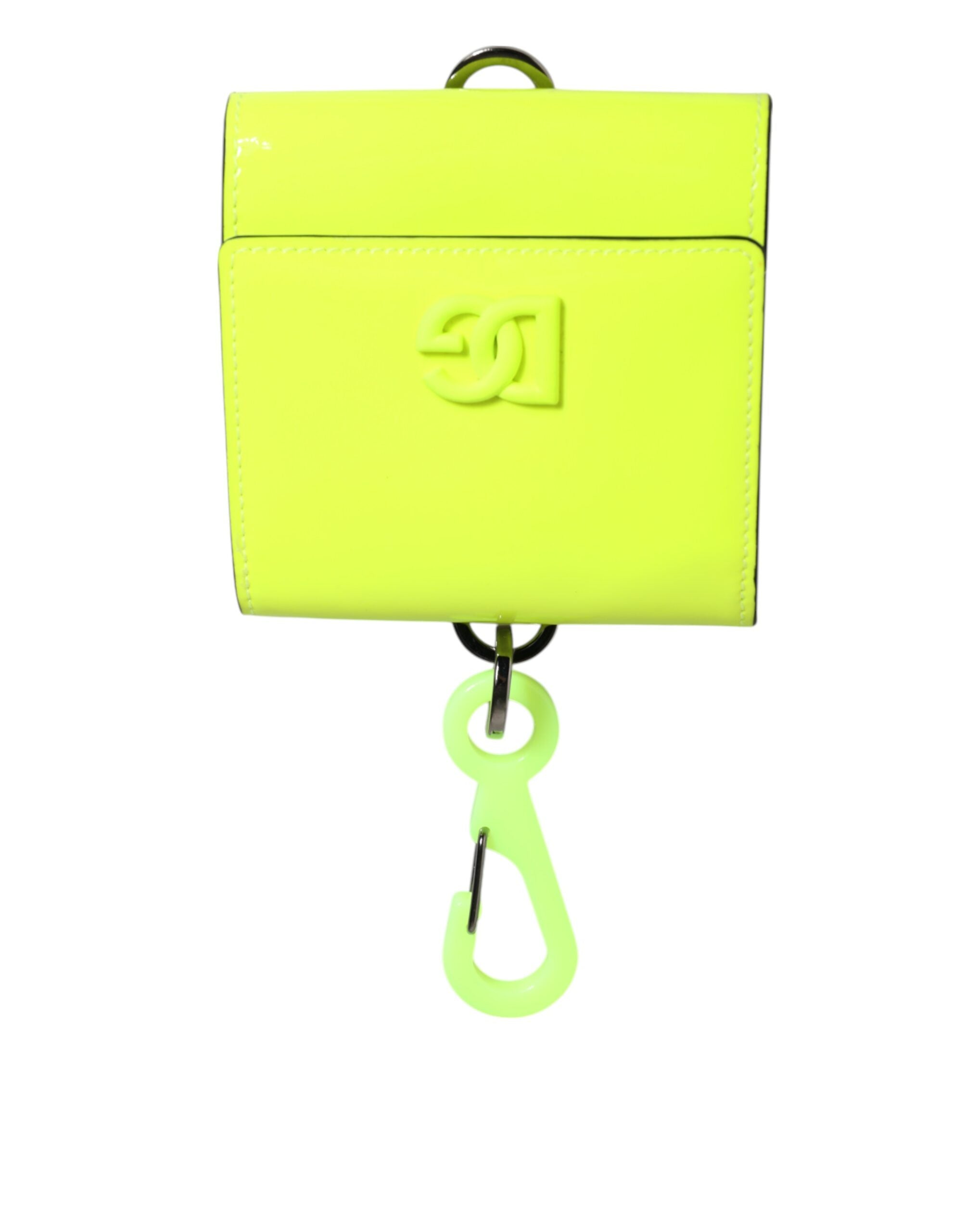 Yellow Green Bifold DG Logo Neck Strap Cardholder Wallet - ventzia