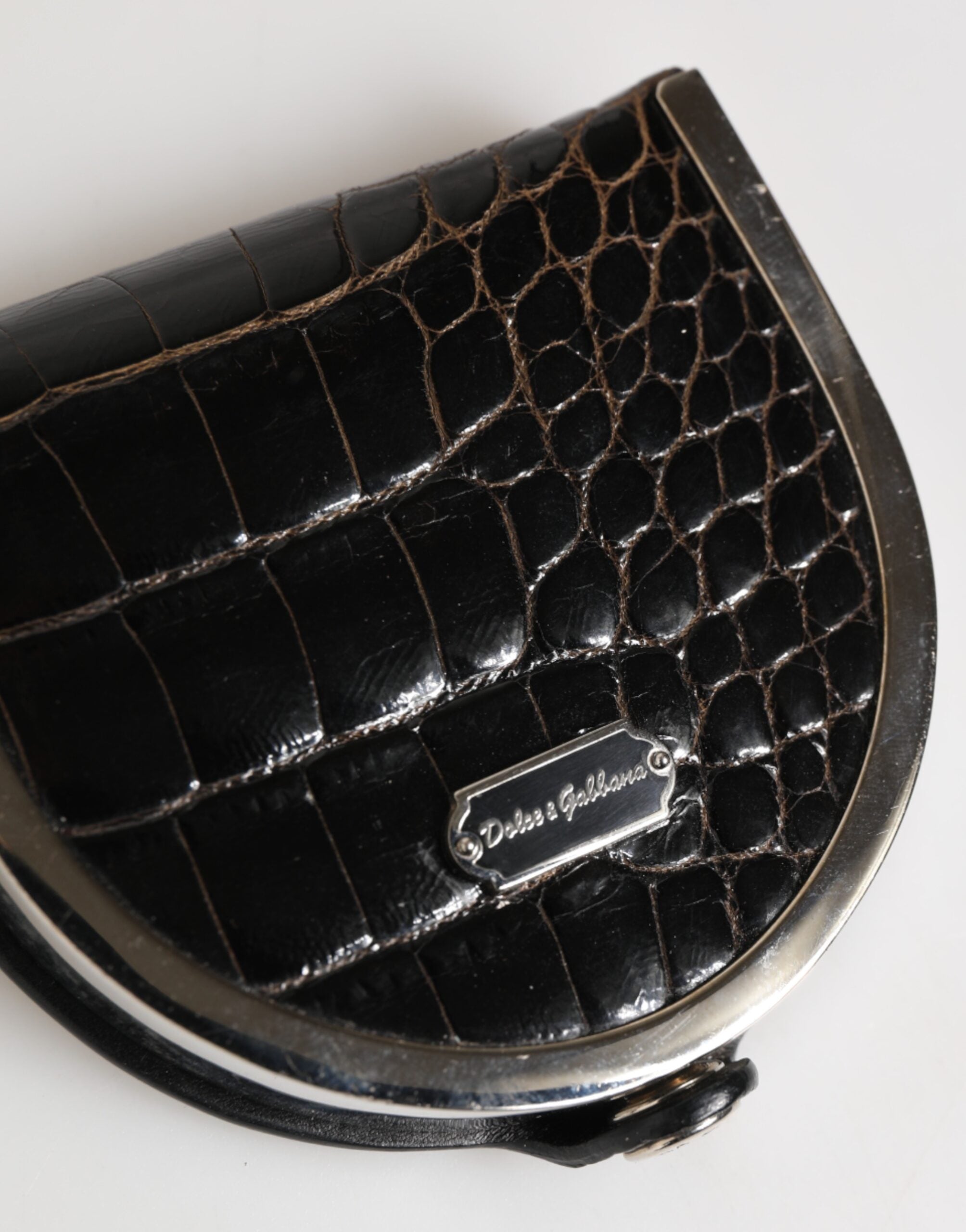Black Polished Crocodile Leather Mens Coin Purse Wallet - ventzia