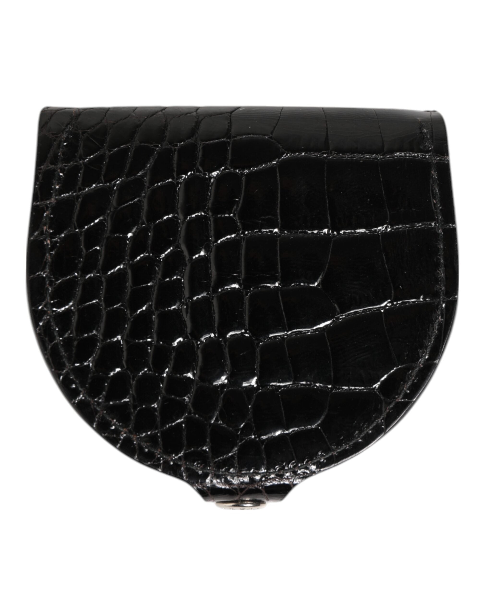 Black Polished Crocodile Leather Mens Coin Purse Wallet - ventzia