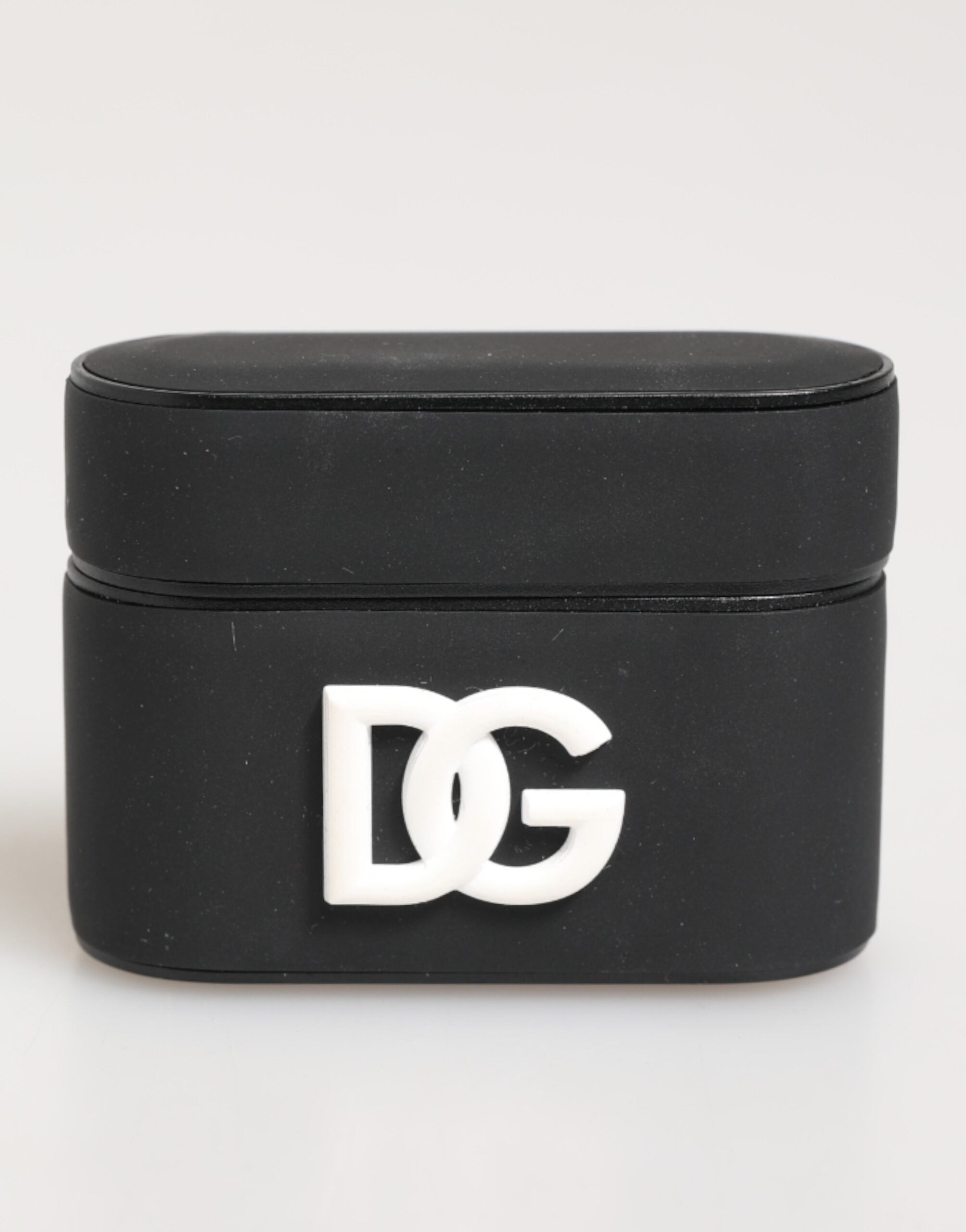 Black White Rubber Embossed Logo Accessory Airpods Case - ventzia